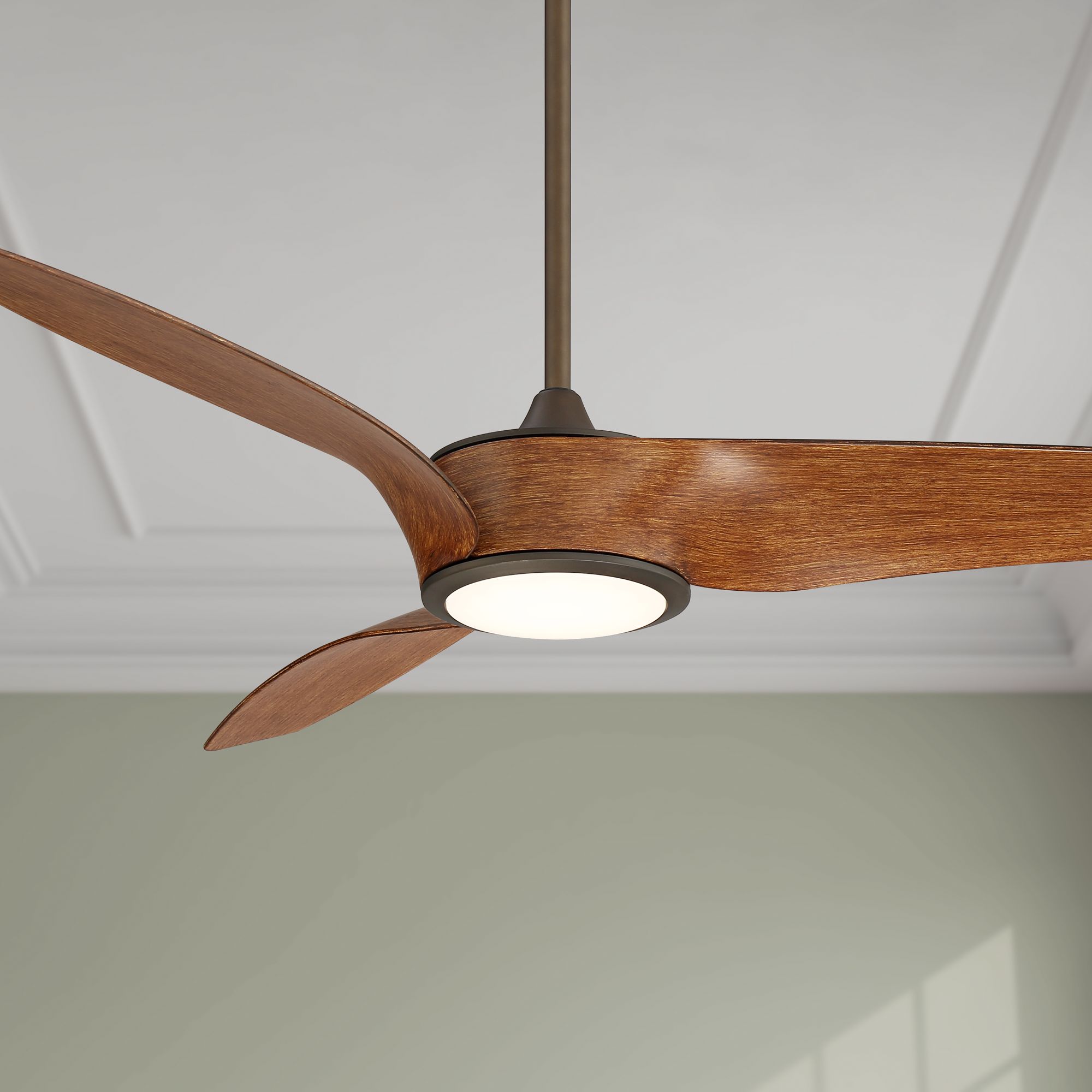 56″ Casa Vieja Modern Ceiling Fan with Dimmable LED Light Remote Oil Rubbed Bronze Koa Brown for Living Room Kitchen House Bedroom