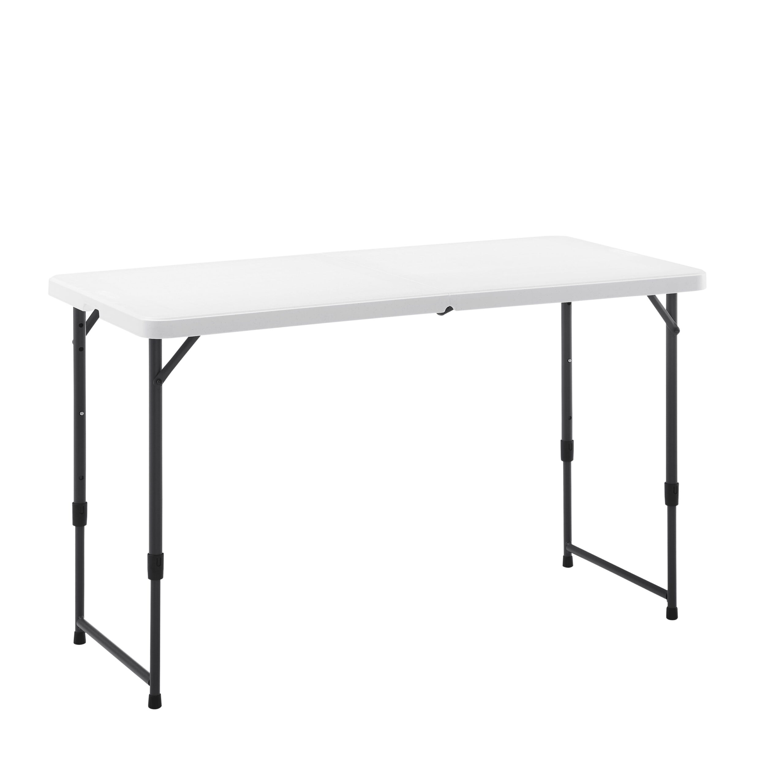 Mainstays 4 Foot Adjustable Height Folding Table. White Granite