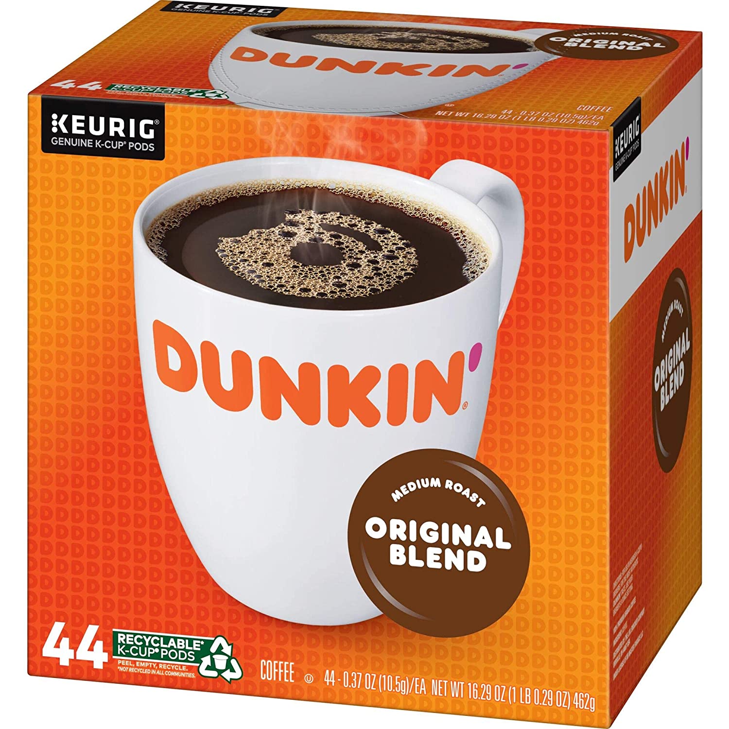 Dunkin- Original Blend Medium Roast Coffee. 176 Keurig K-Cup Pods(44 count.pack of 4)
