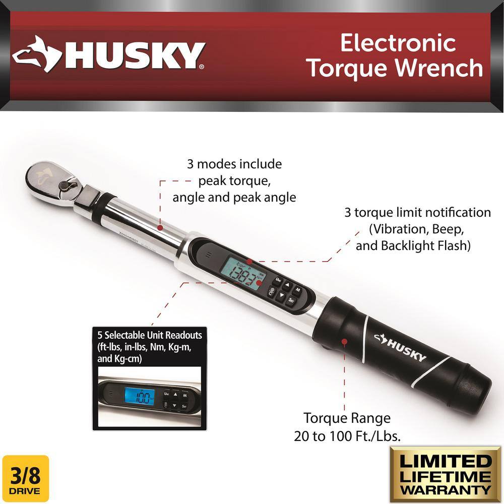 Husky H3DETW 3/8 in. Drive Electronic Torque Wrench
