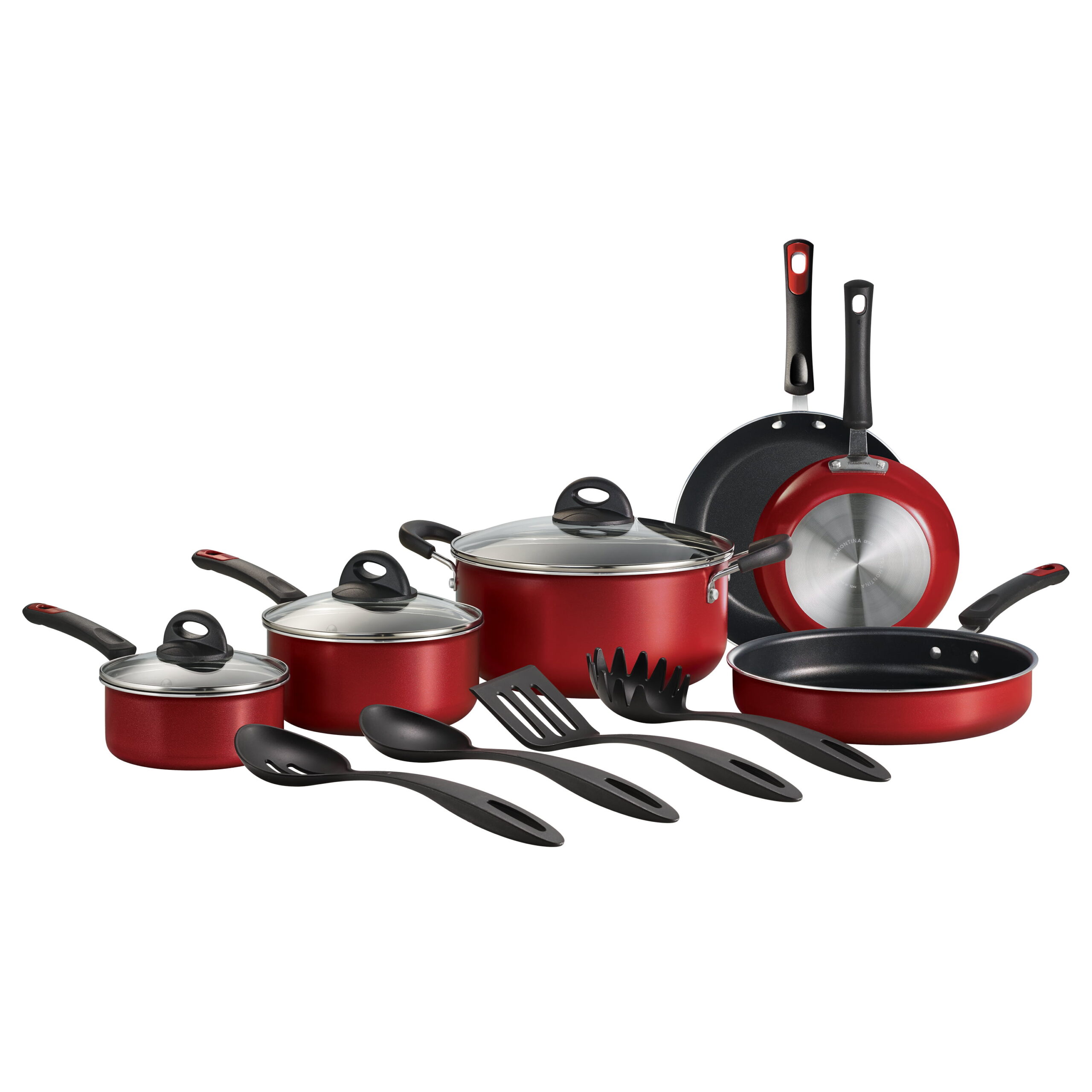 Tramontina Everyday 13 Pc Enamel Nonstick Cookware Set. Red