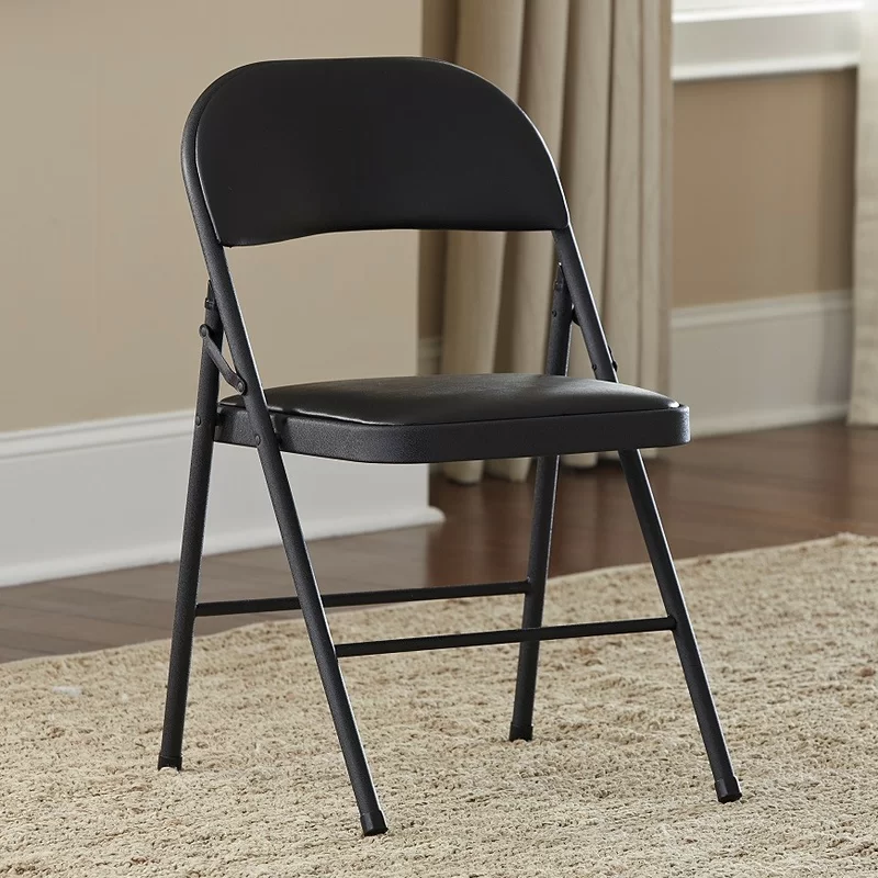 Cosco 14993BLK4E Black Vinyl Padded Seat Stackable Folding Chair (Set of 4)