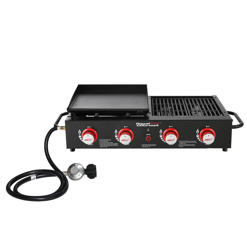 Royal Gourmet GD4002T 4-Burner Portable Propane Tailgater Grill Griddle Combo in Black