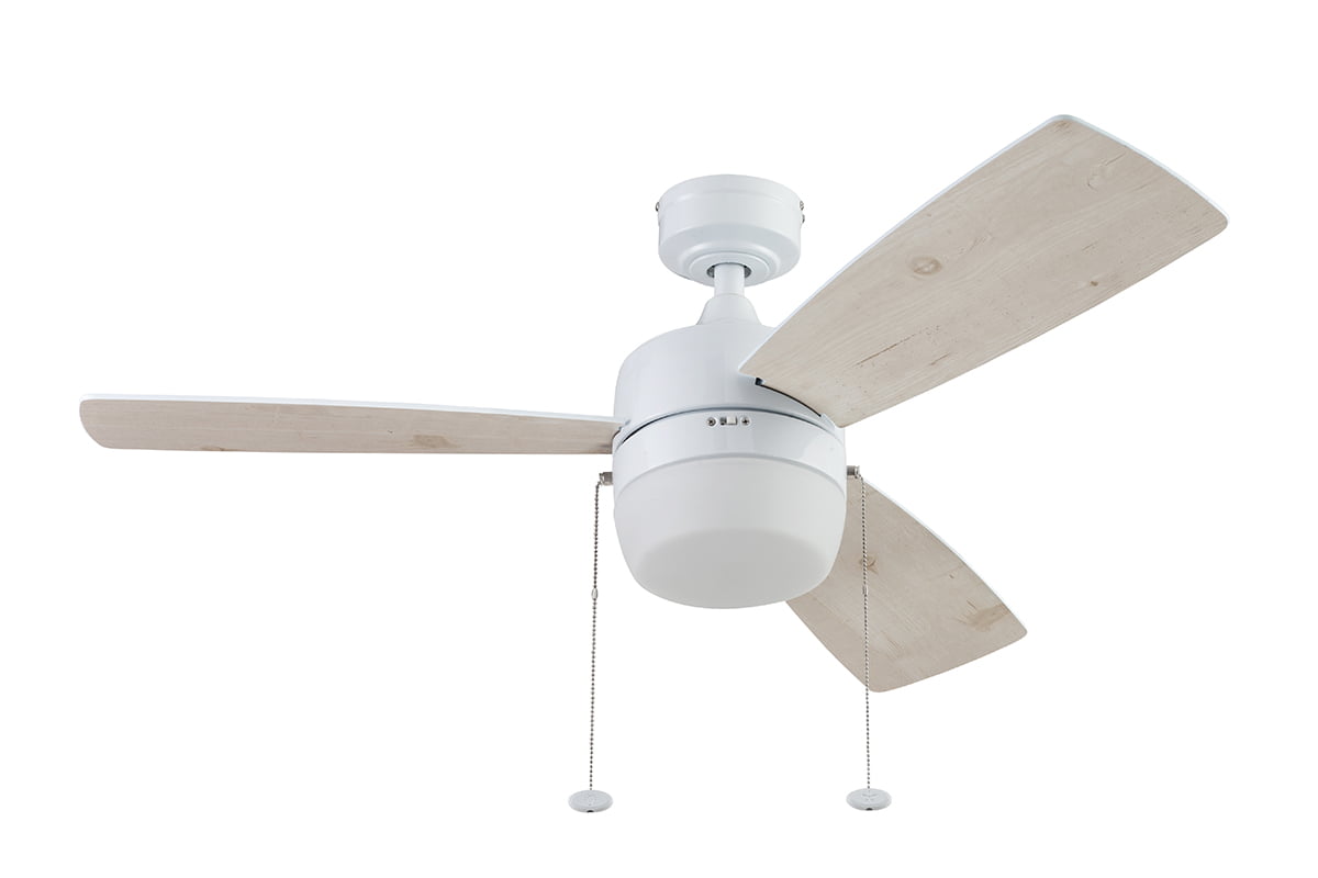 Honeywell Barcadero 44″ White Modern Ceiling Fan with 3 Blades. LED Light Kit. Pull Chains & Reverse Airflow