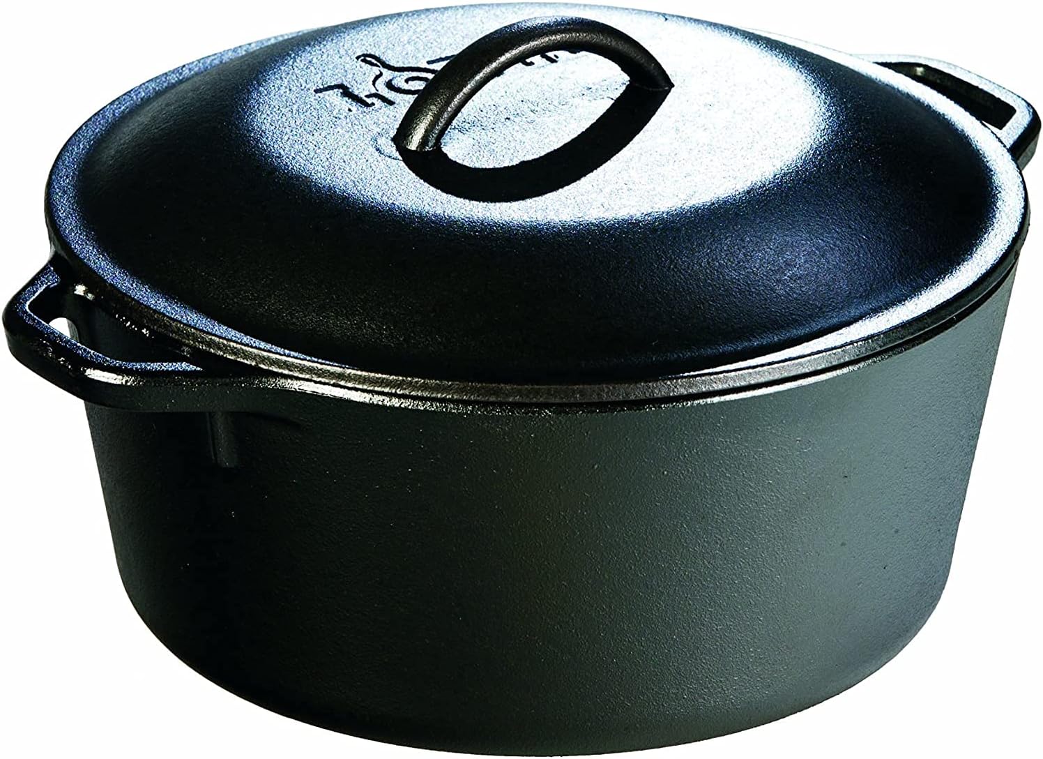 Lodge L8DOLKPLT Cast Iron Dutch Oven with Dual Handles. Pre-Seasoned. 5-Quart