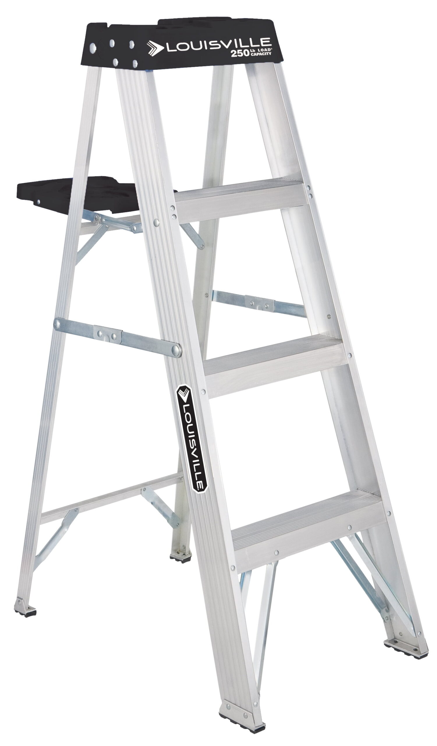Louisville Ladder 4′ Aluminum Step Ladder. 250-lb Capacity. W-2112-04S