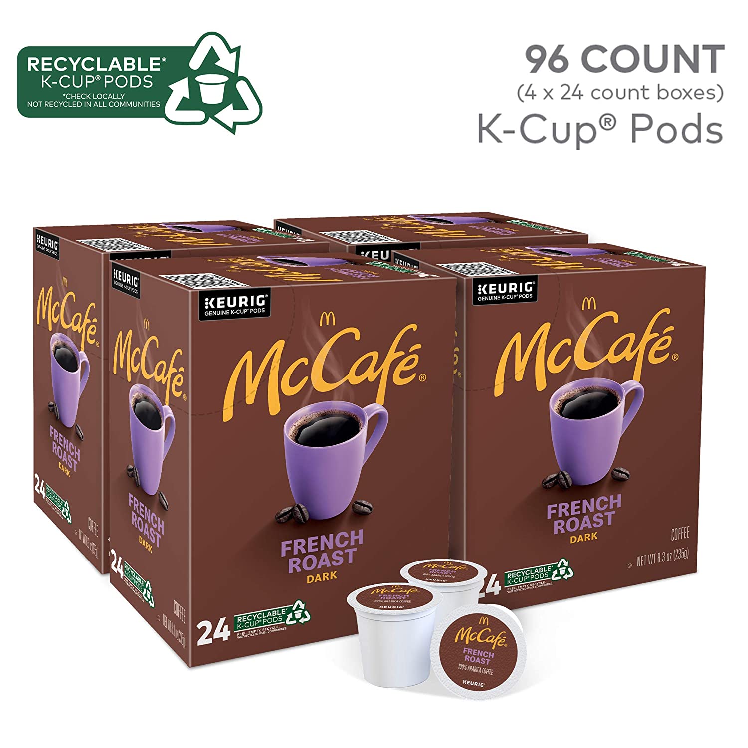 McCafé French Roast Keurig Single Serve K-Cup Pods Dark Roast Coffee Pods 96 Count
