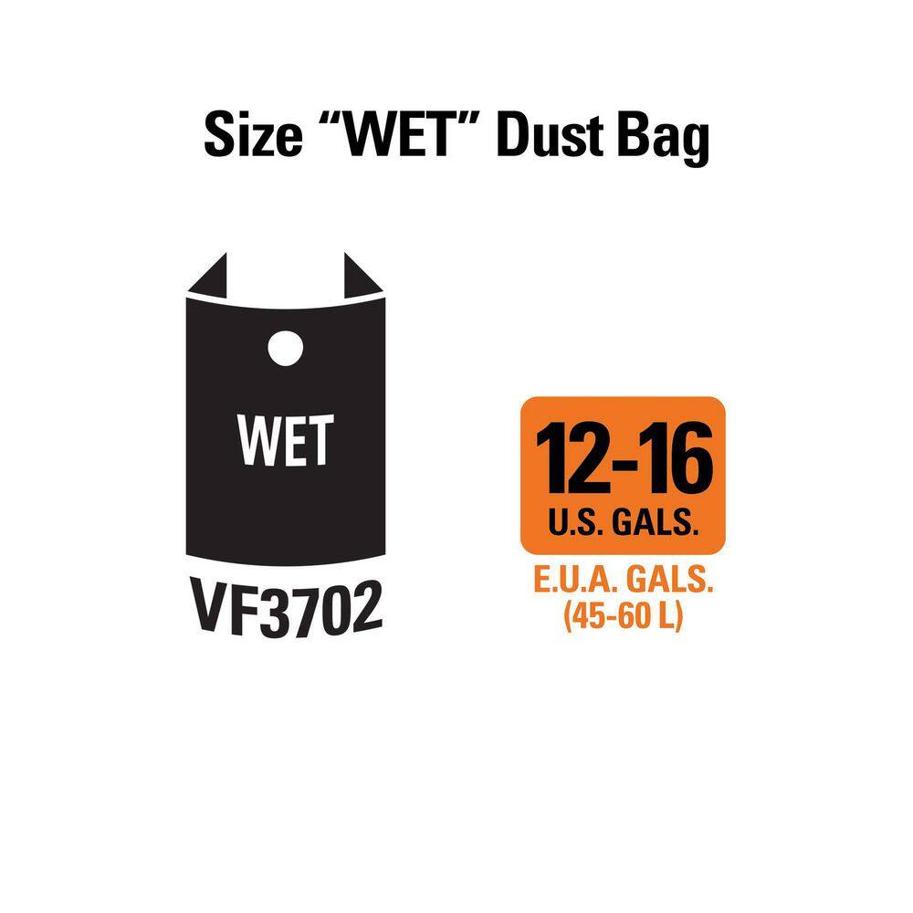 RIDGID VF3702B Premium Size A Wet or Dry Dust and Debris Bags for Select 12 Gal. to 16 Gal. RIDGID Wet/Dry Shop Vacuums (12-Pack)
