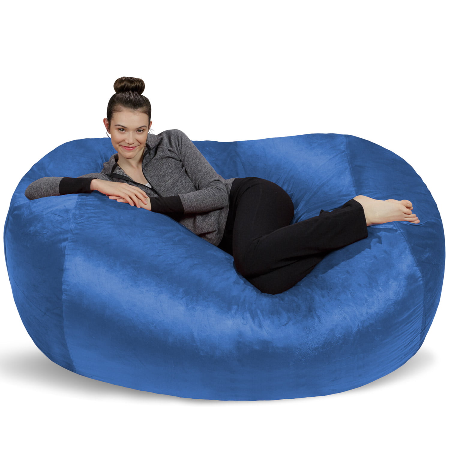 Sofa Sack Bean Bag Chair. Memory Foam Lounger with Microsuede Cover. Kids. Adults. 6 ft. Royal Blue