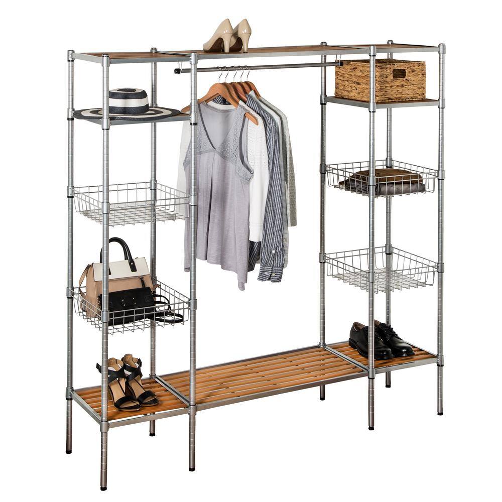 Honey-Can-Do WRD-09135 Chrome Steel Clothes Rack 67.52 in. W x 68.11 in. H