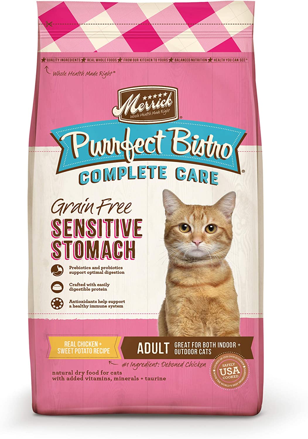 Merrick Purrfect Bistro Grain Free Complete Care Dry Cat Food - Complete Care Sensitive Stomach - 12LB