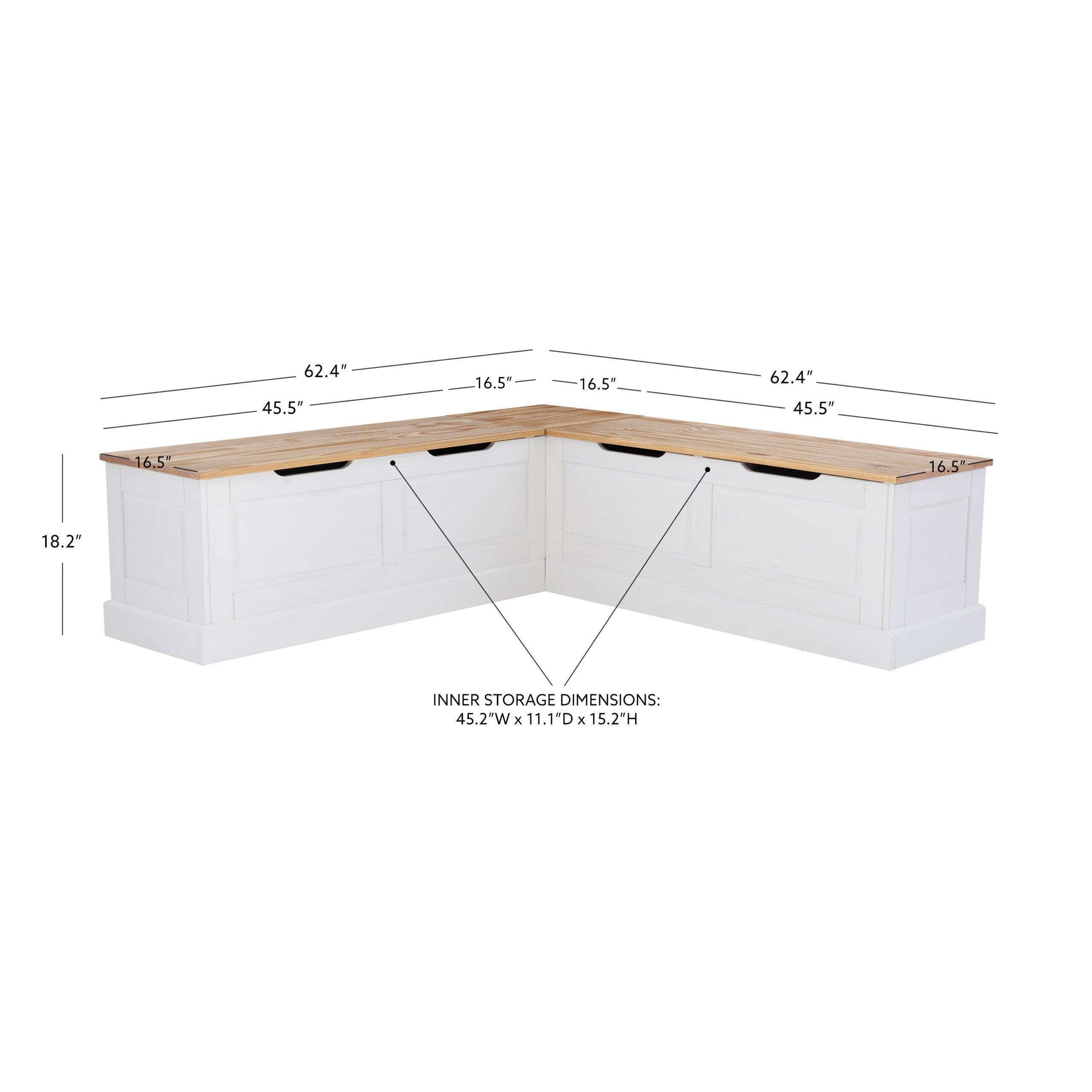 Linon Tobin Backless Corner Dining Nook - Natural/White