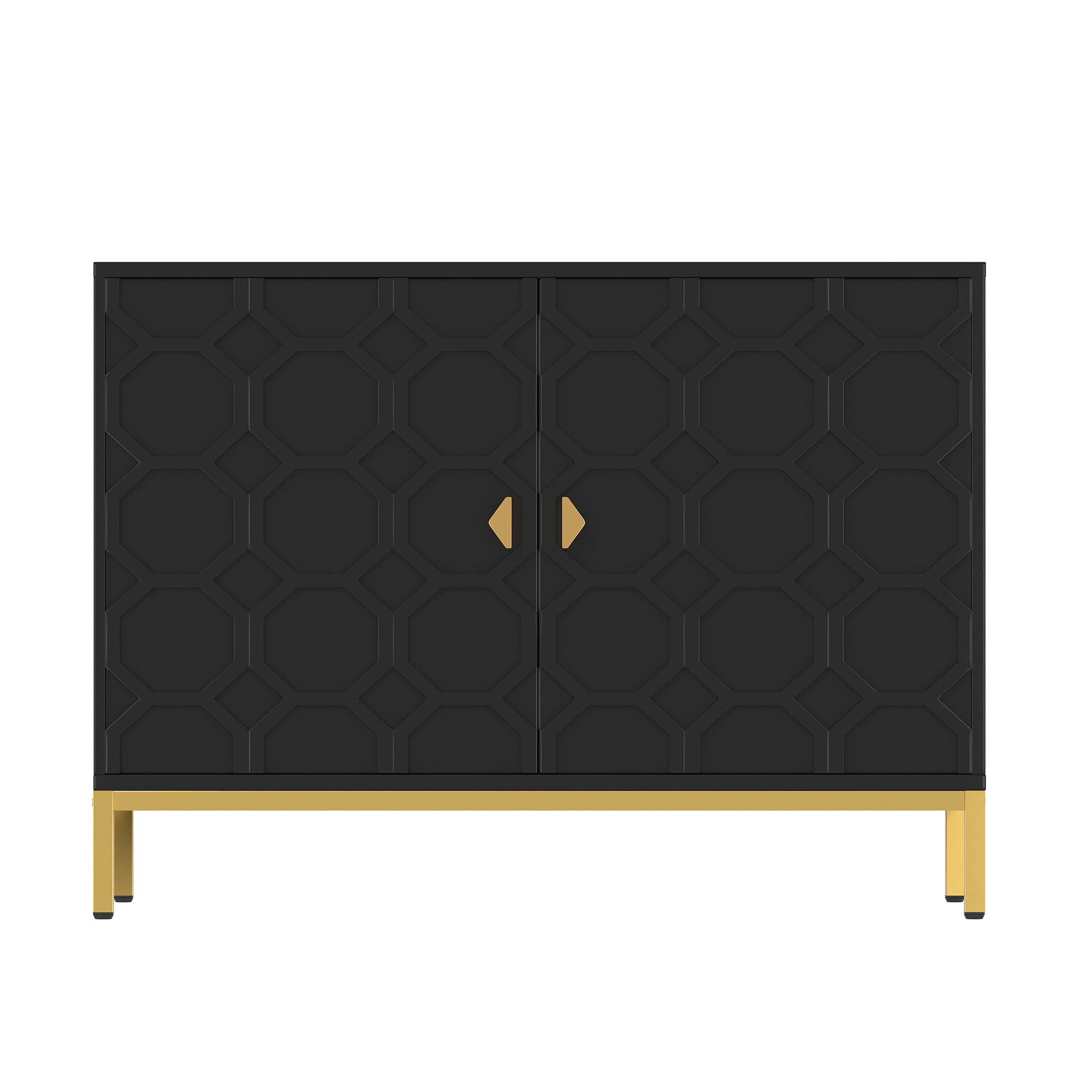 Clihome 2-Door Storage Cabinets 39.75-in W x 26.25-in H Wood Composite Black Freestanding Utility Storage Cabinet