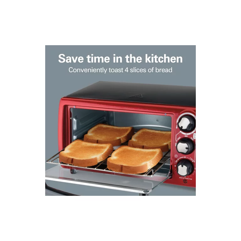 Hamilton Beach Toaster Oven. Red with Gray Accents. 31146