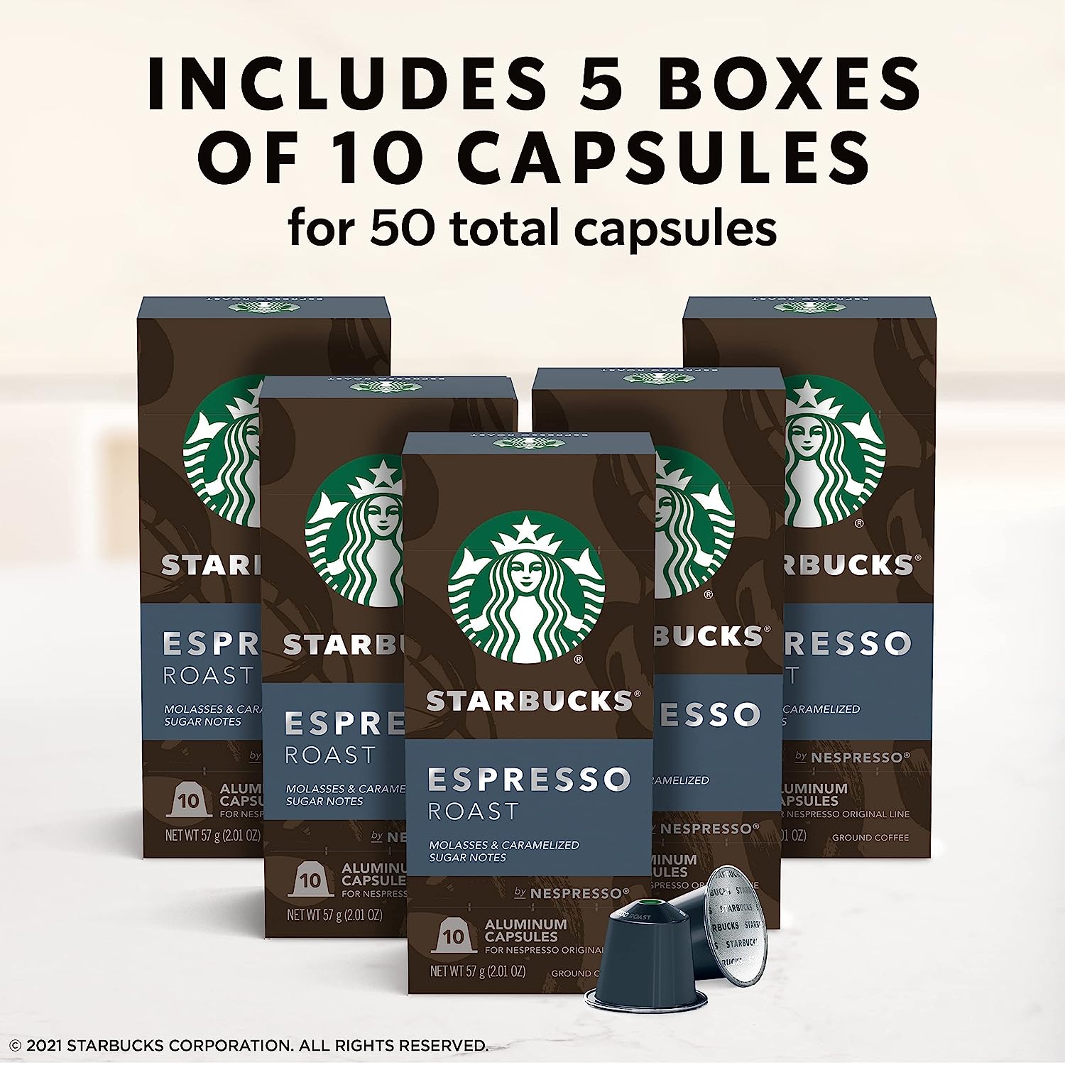 Starbucks by Nespresso Dark Roast Espresso (50-count single serve capsules. compatible with Nespresso Original Line System)