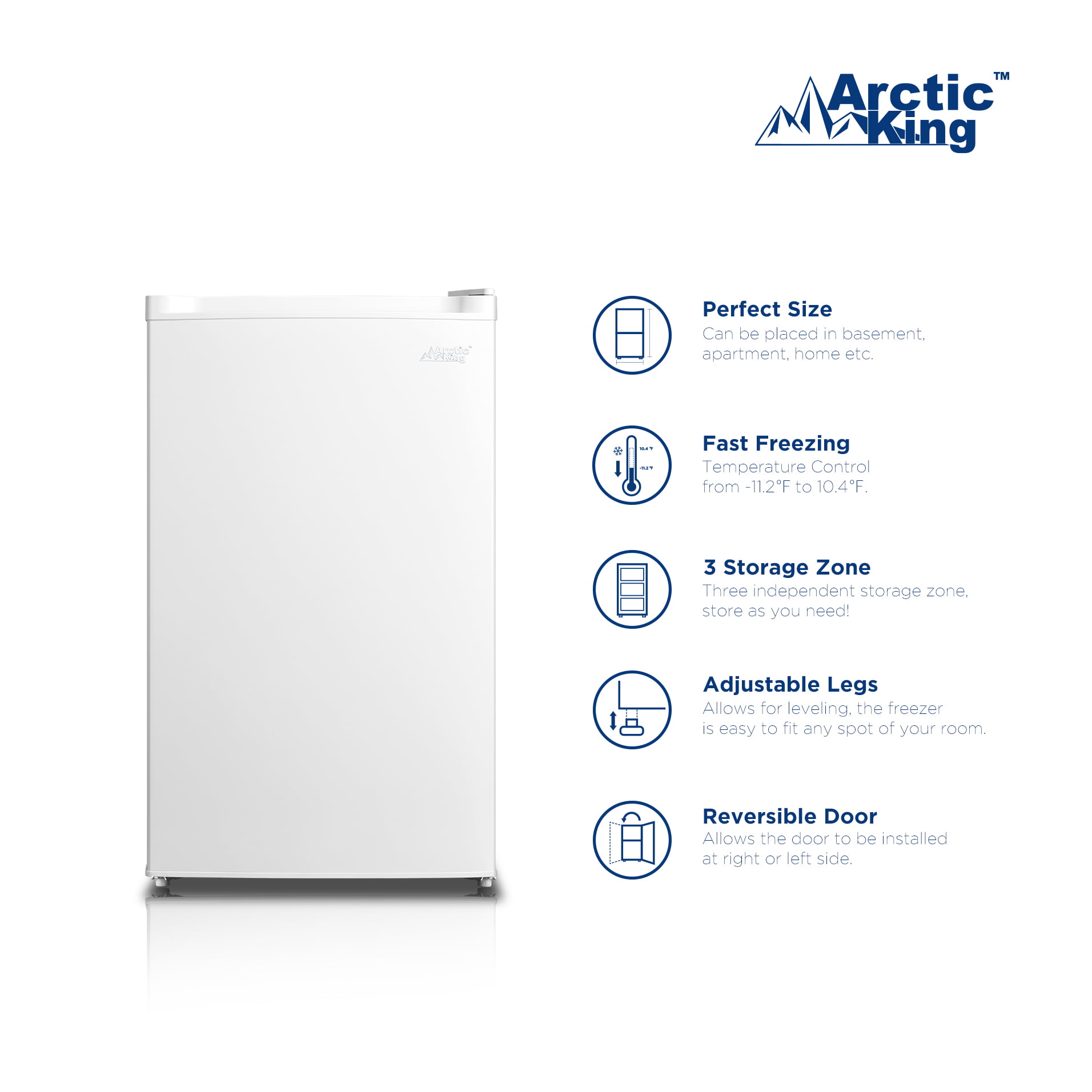 Arctic King 3.0 Cu ft Upright Freezer White. E-Star. ARU030S1ARWW