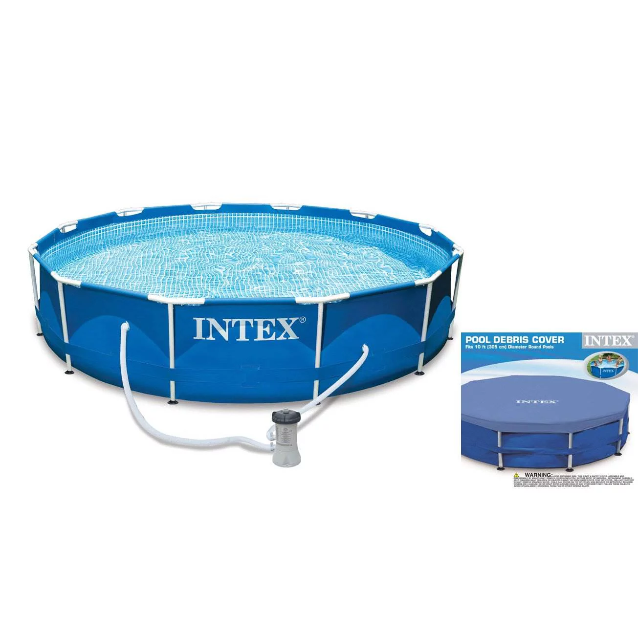 Intex Metal Frame 10′ x 30″ Outdoor Swimming Pool with Filter Pump & Cover