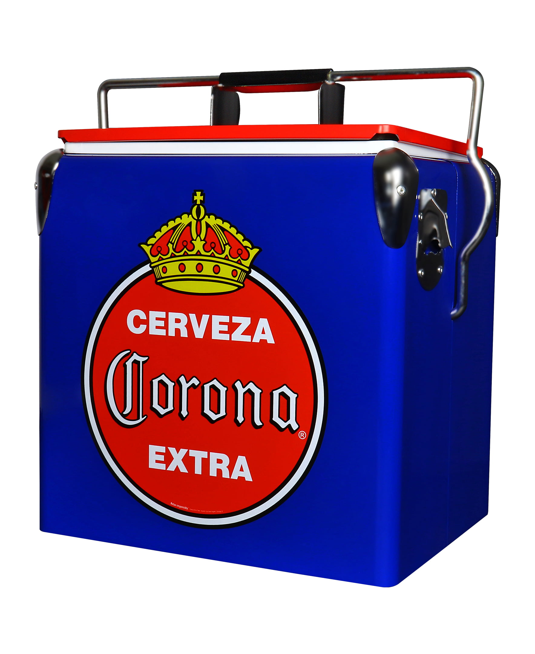 Corona Retro 8 Can Ice Chest Cooler with Bottle Opener 13 L. Blue
