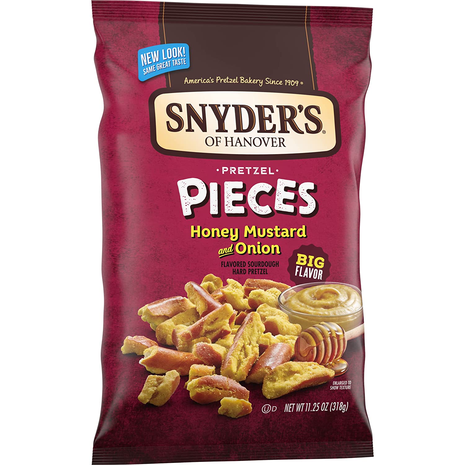 Snyder-s of Hanover Pretzel Pieces. Honey Mustard and Onion. 8 Ounce Bag (Pack of 6)