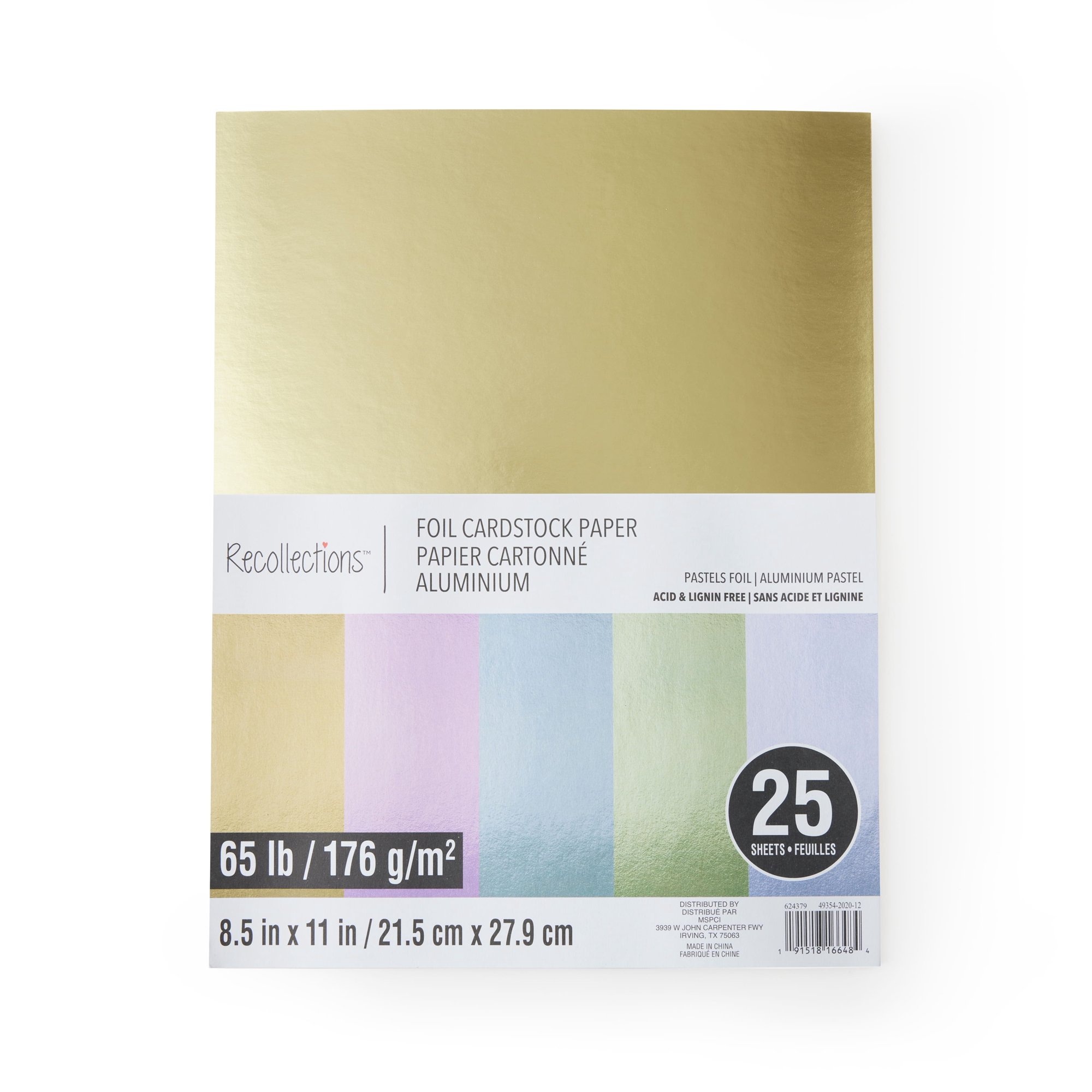 Recollections 12 Packs: 25 ct. (300 total) Pastel Foil 8.5″ x 11″ Cardstock Paper