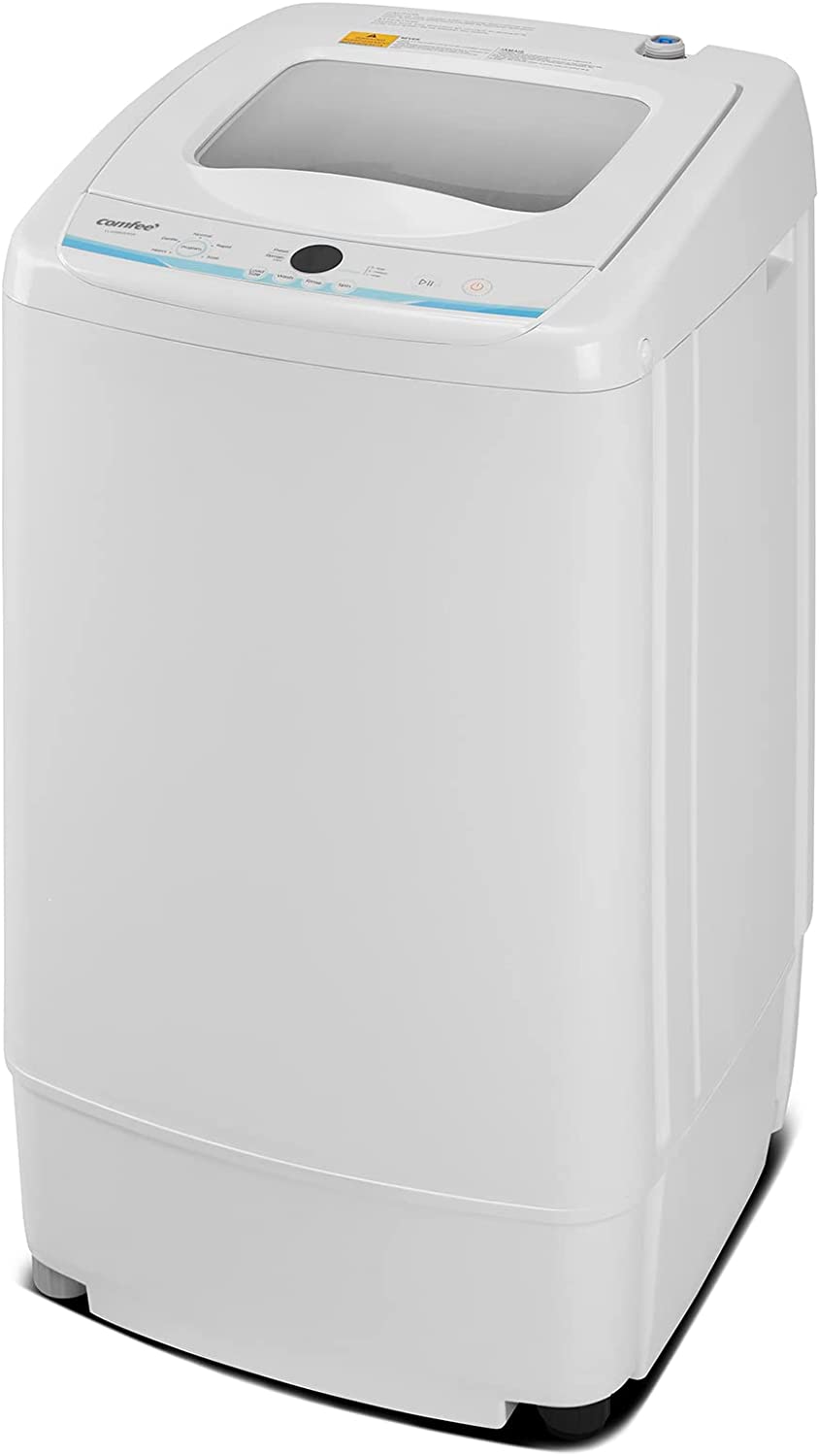 COMFEE' Portable Washing Machine. 0.9 Cu.ft Compact Washer With LED Display. 5 Wash Cycles. 2 Built-in Rollers. Space Saving Full-Automatic Washer. Ideal for RV/Dorm/Apartment. Ivory White