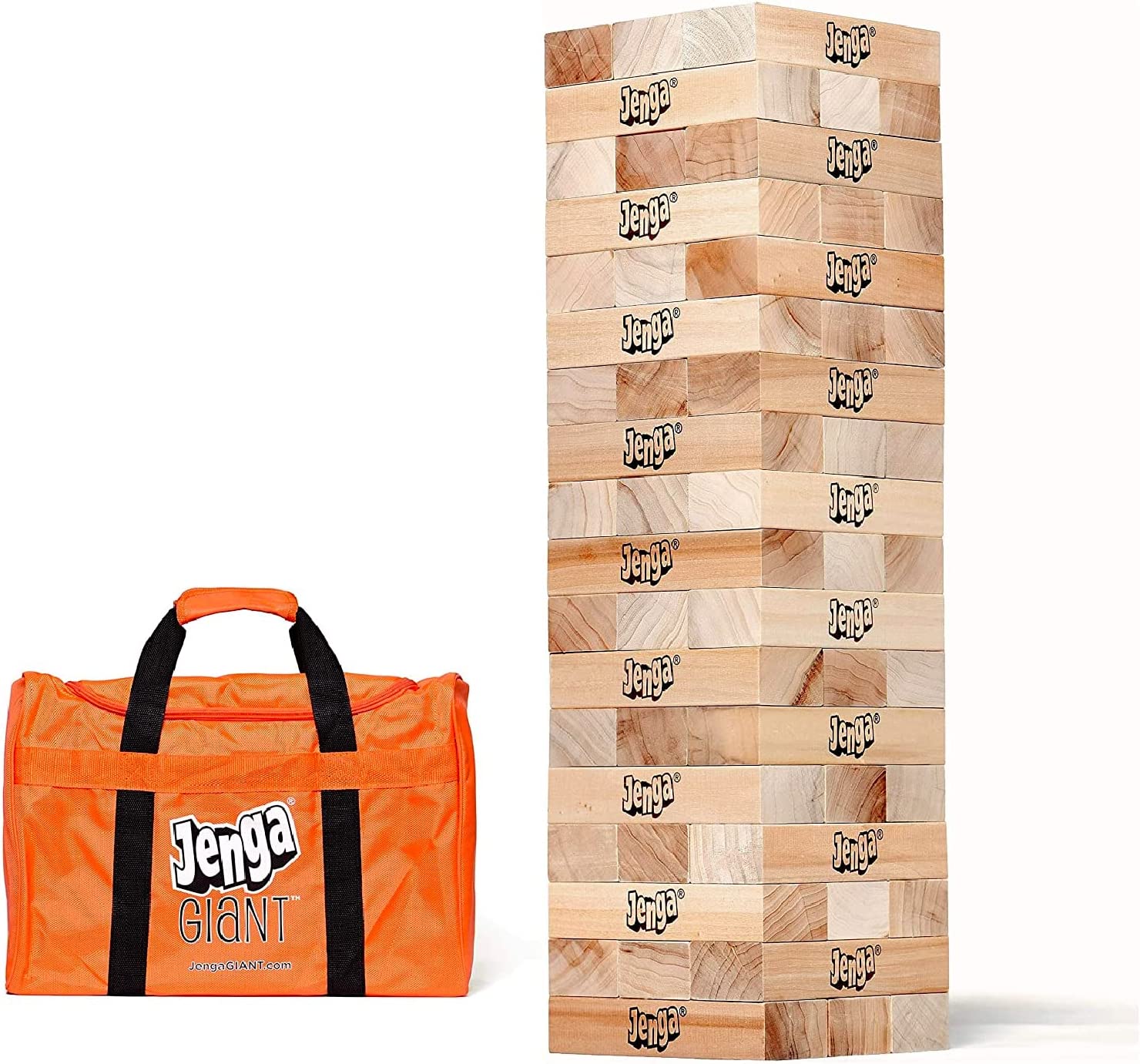 Jenga Giant JS7 (Stacks to Over 5 feet) Precision-Crafted. Premium Hardwood Game with Heavy-Duty Carry Bag (Authentic Jenga Brand Game)