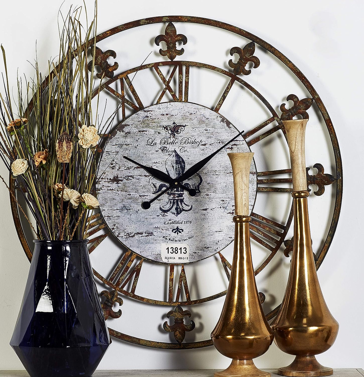 Deco 79 Metal Round Wall Clock. 36″ x 2″ x 36″. Brown