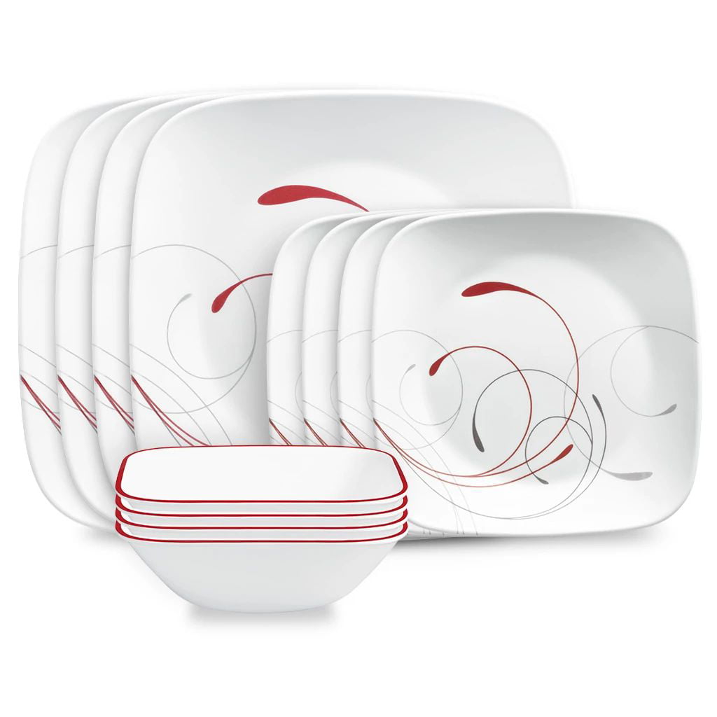 Corelle Pure White Square 12-piece Dinnerware Set. Service for 4