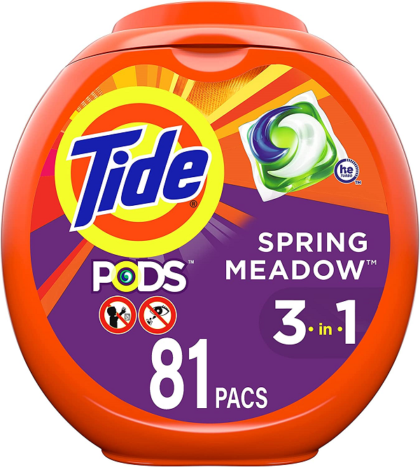 Tide PODS Liquid Laundry Detergent Pacs. Spring Meadow. 81 count