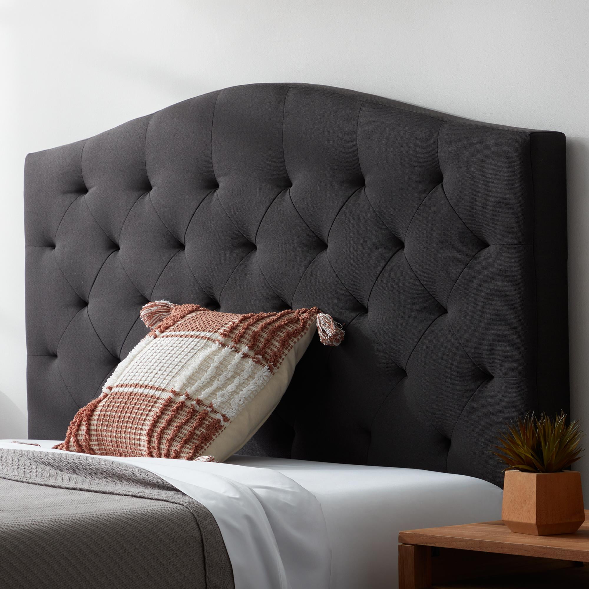 Rest Haven Hillboro Curved Edge Upholstered Headboard. Full. Charcoal