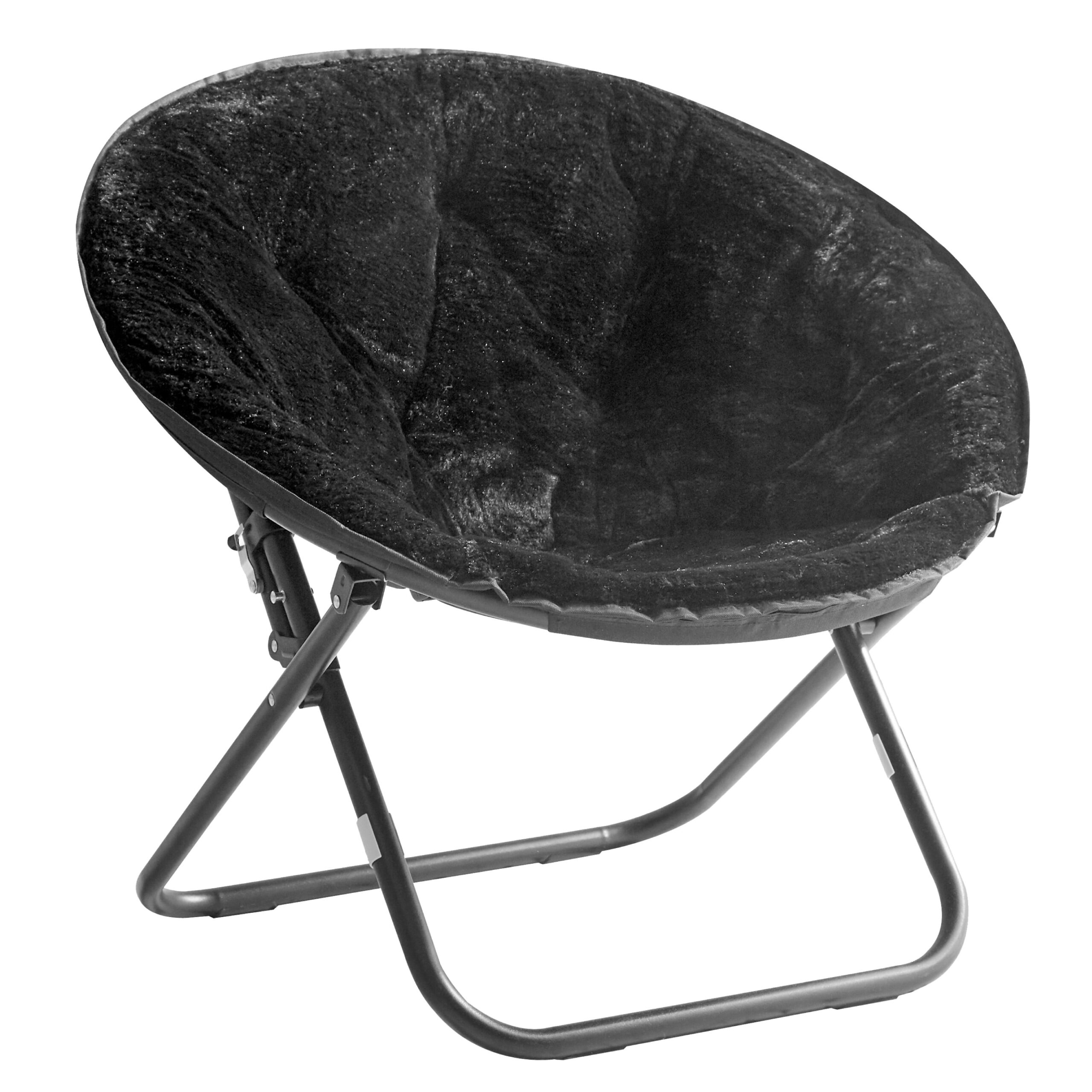 Mainstays Faux Fur Saucer™ Chair. Black + Black Frame