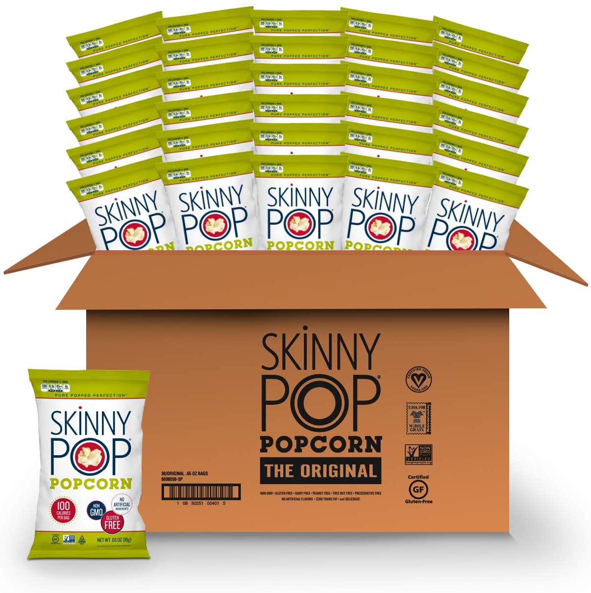 SkinnyPop Original Popcorn. 30ct. 0.65oz Individual Snack Size Bags. Skinny Pop. Healthy Popcorn Snacks. Gluten Free
