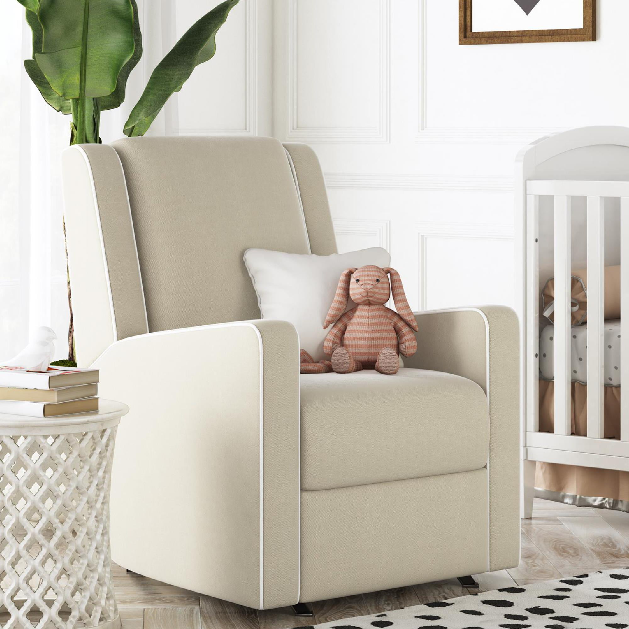 Baby Relax Robyn Rocker Recliner Chair with Pocket Coil Seating. Beige Linen