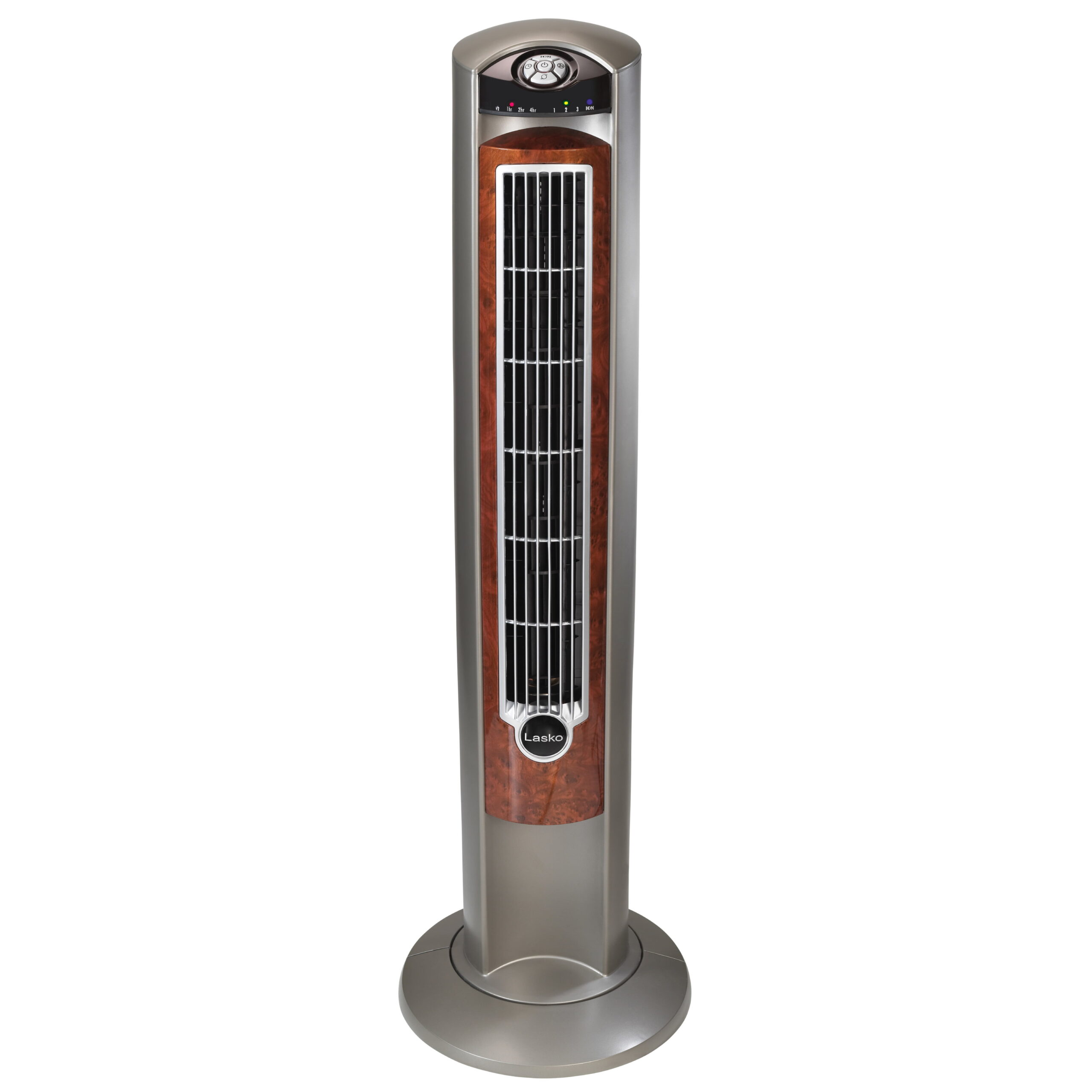 Lasko 42″ Wind Curve Tower Fan with Ionizer and Remote. 2554. Gray/Woodgrain