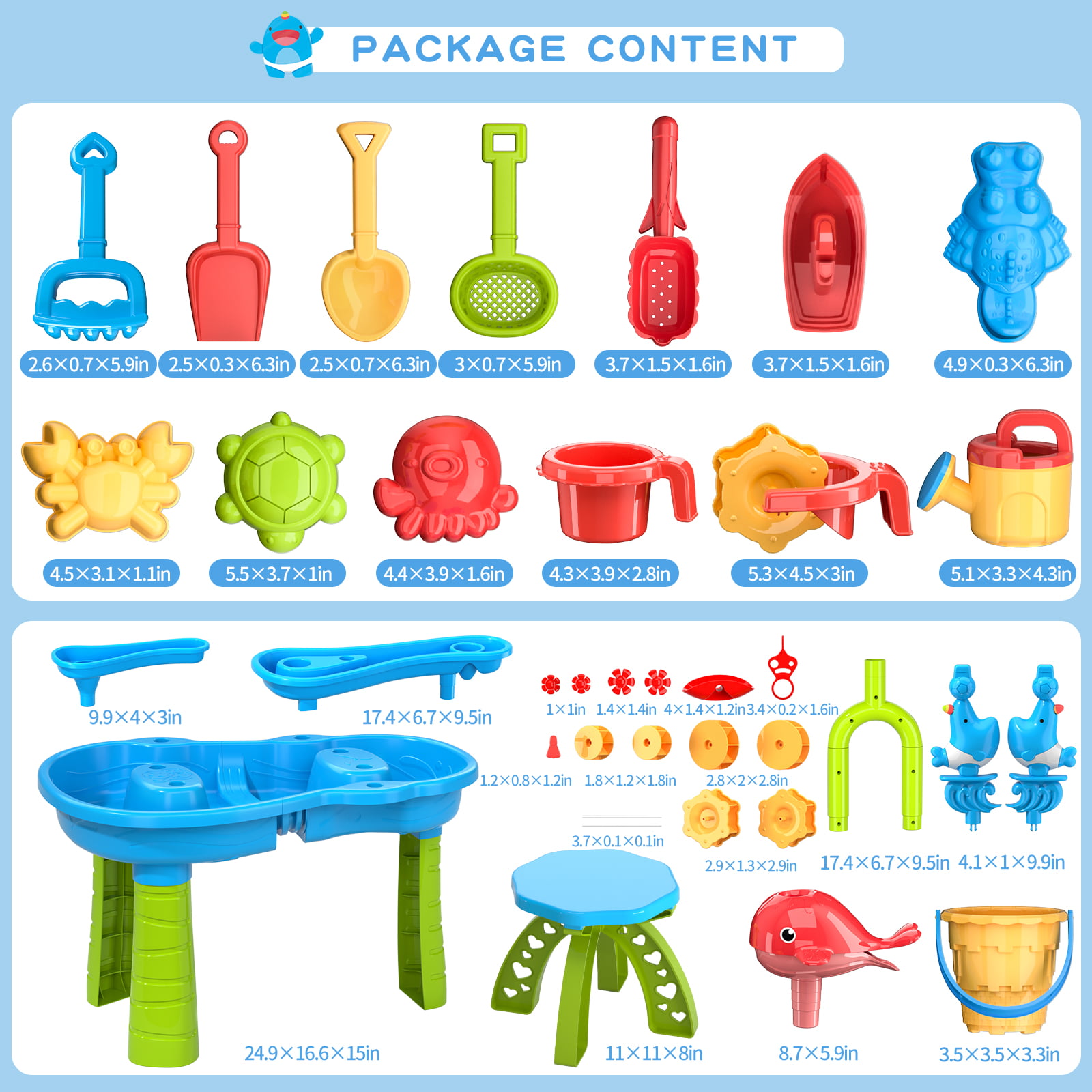 TEMI Kids Sand Water Table for Toddlers. 3-Tier Sand and Water Play Table Toys for Toddlers Kids. Activity Sensory Tables Outside Beach Toys for Toddler Boys Girls Age 1-3 3-5 Gift