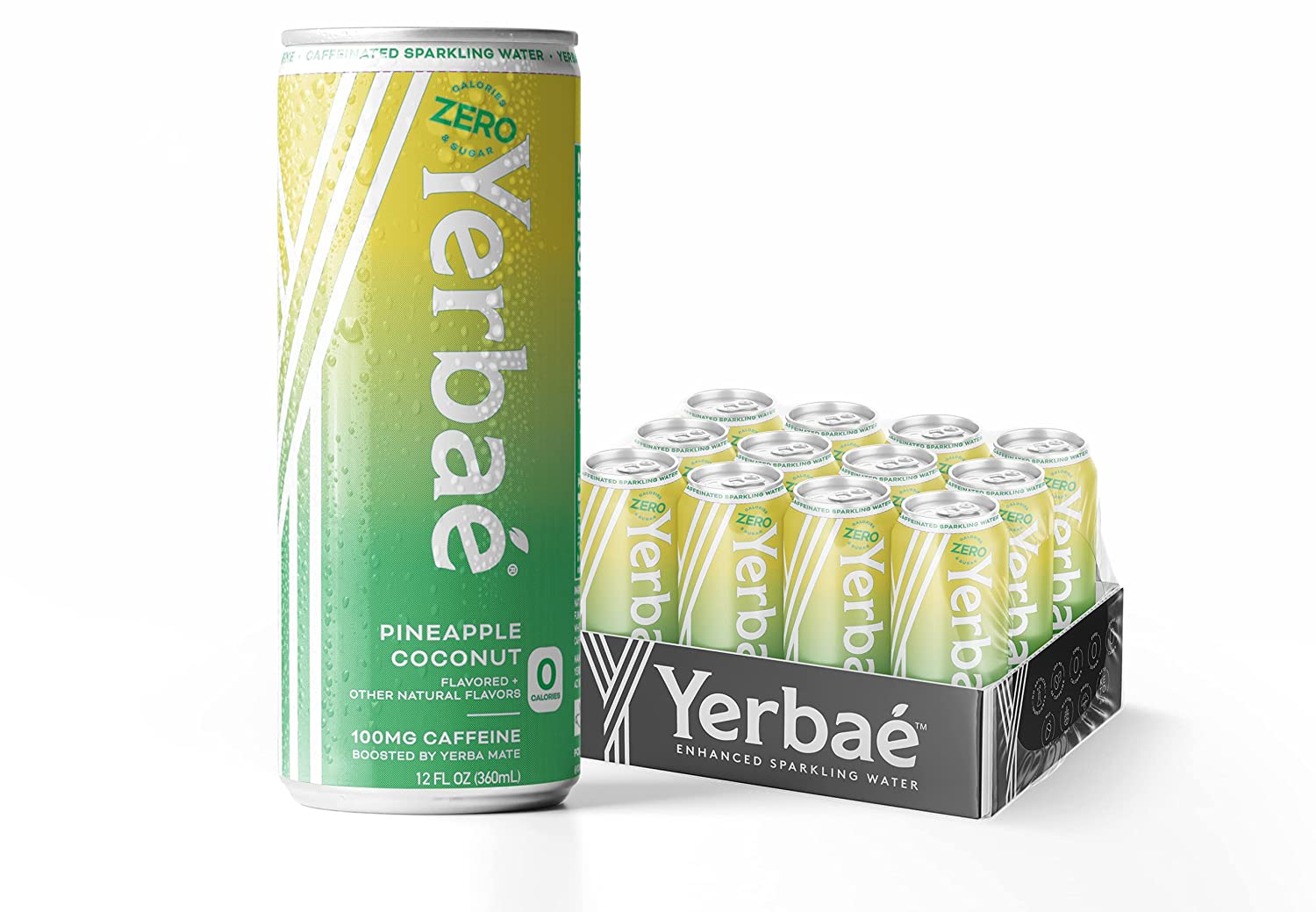 Yerbae Sparkling Water – Pineapple Coconut Fruit Flavored Seltzer. Energy Drink – 12 Pack