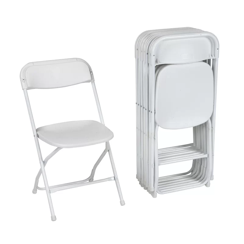 Cosco 60540WHT8E ZOWN White Plastic Seat Metal Frame Outdoor Safe Folding Chair (Set of 8)