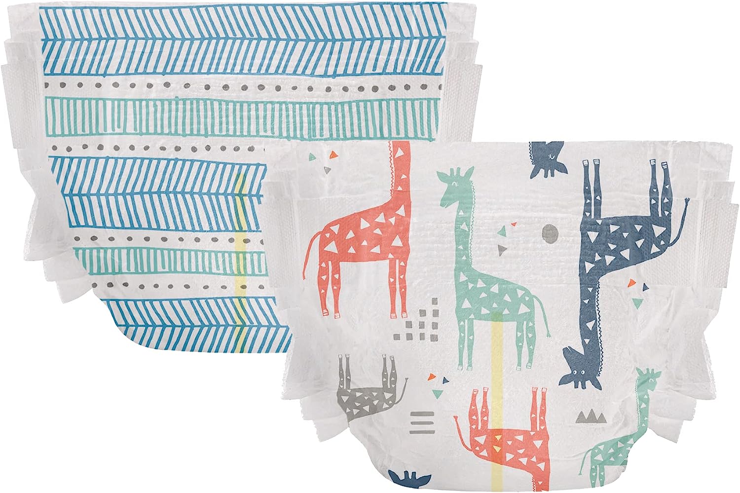 The Honest Company Clean Conscious Diapers | Plant-Based. Sustainable | Dots & Dashes + Multi-Colored Giraffes | Super Club Box. Size 1 (8-14 lbs). 160 Count