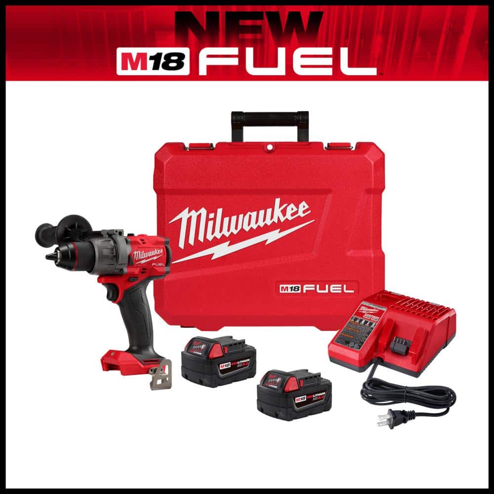 Milwaukee  M18 FUEL 18V Lithium-Ion Brushless Cordless 1/2 in. Drill/Driver Kit W/(2) 5.0Ah Batteries. Charger. and Hard Case