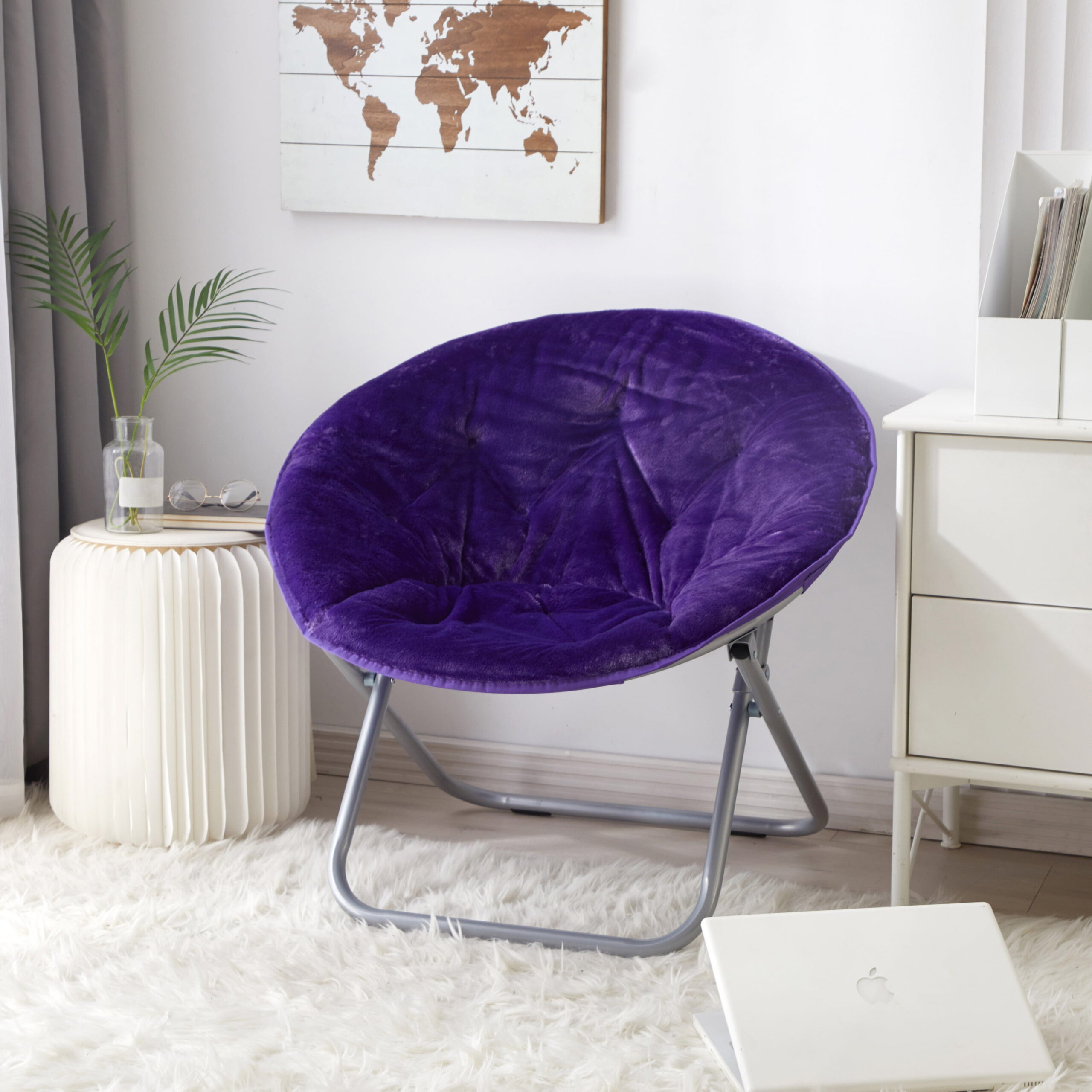 Mainstays Faux Fur Folding Chair. Purple