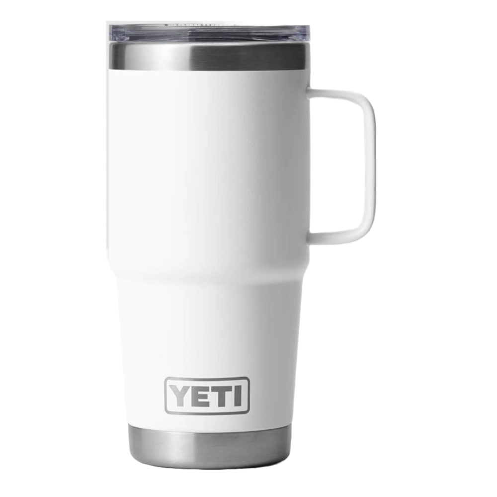 YETI Rambler 20 oz Travel Mug. Stainless Steel. Vacuum Insulated with Stronghold Lid. White