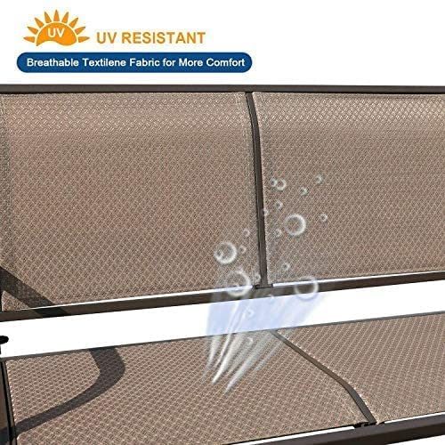 GOLDSUN Swing Glider Chair Patio Swing Bench for 2 Person. Outdoor & Indoor Lawn Steel Rocking Garden Loveseat with Cupholder for Outside.Patio. Backyard. Poolside(Coffee)