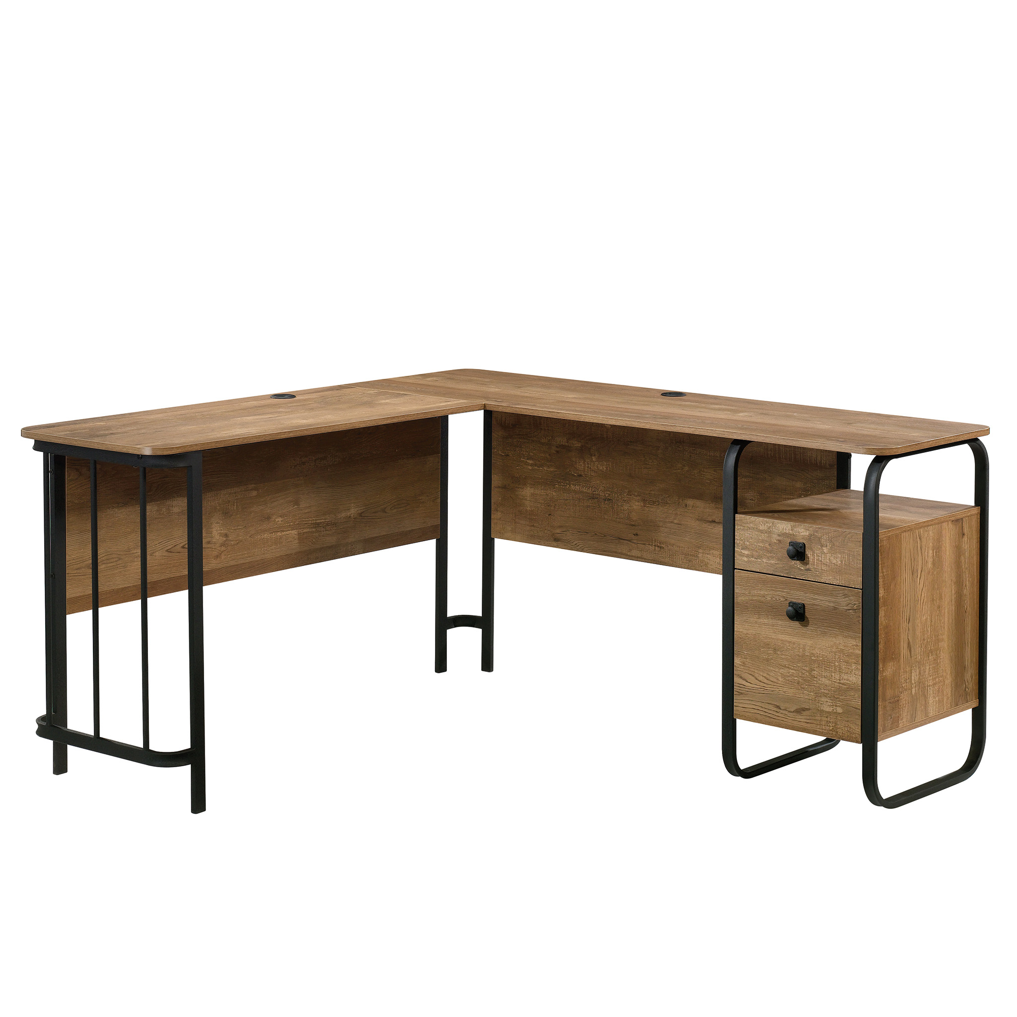 Sauder 426454 Station House L-Desk. Etched Oak Finish