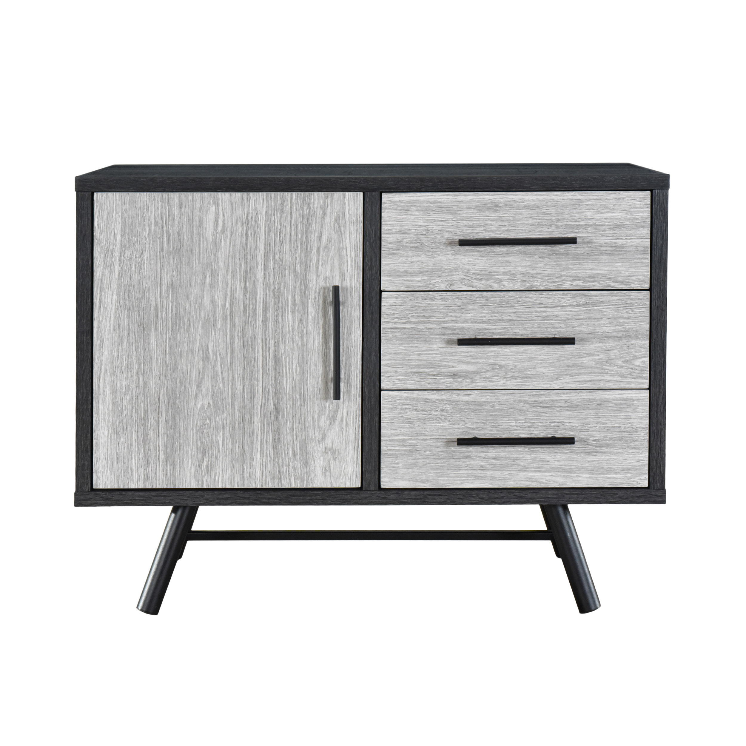 GDF Studio Bokchito Modern Industrial Sideboard. Sonoma Oak. Gray Oak. and Black