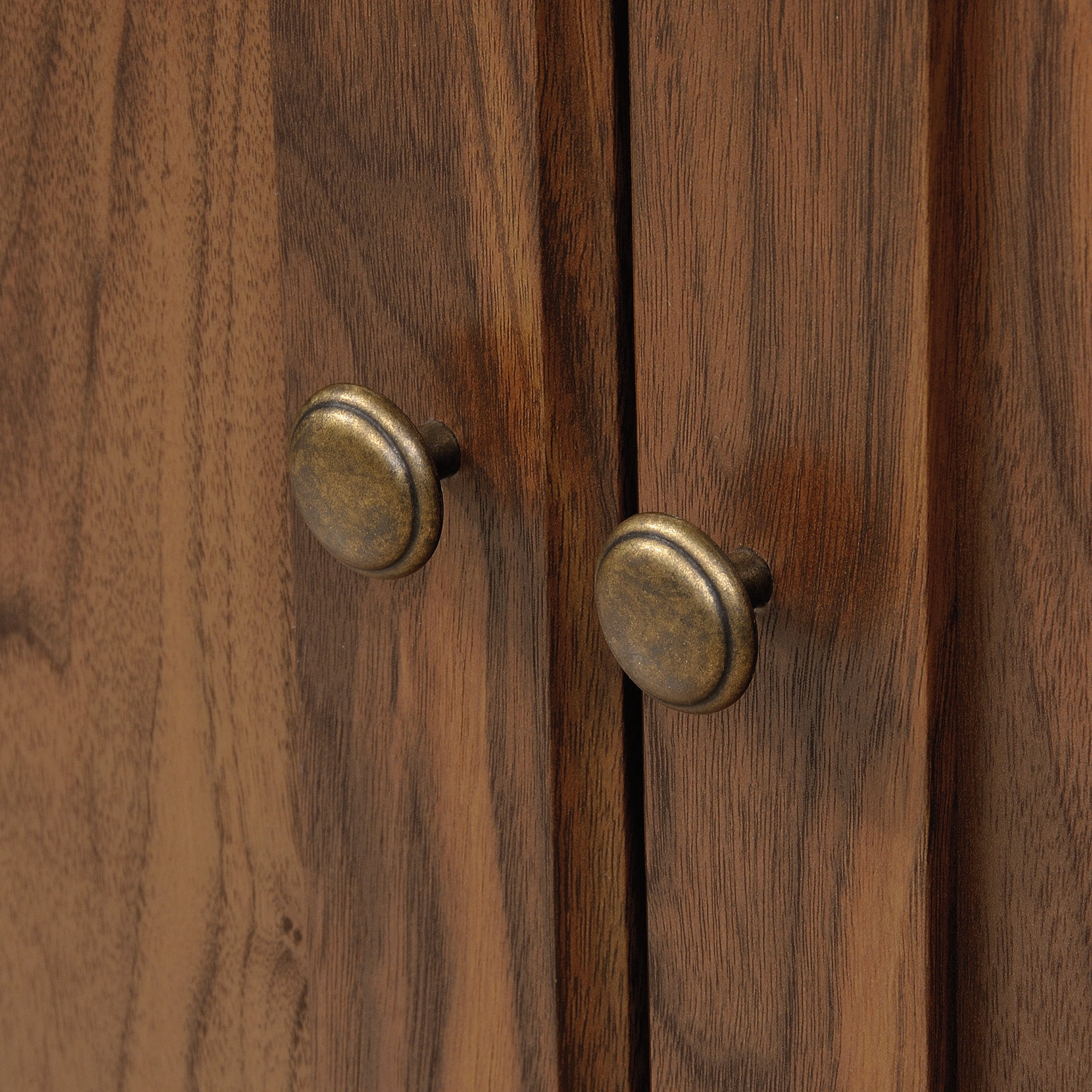 Sauder 5-Shelf Bookcase with 2 Doors. Grand Walnut Finish