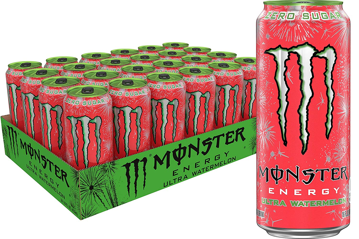Monster Energy Ultra Watermelon. Sugar Free Energy Drink. 16 Ounce (Pack of 24)