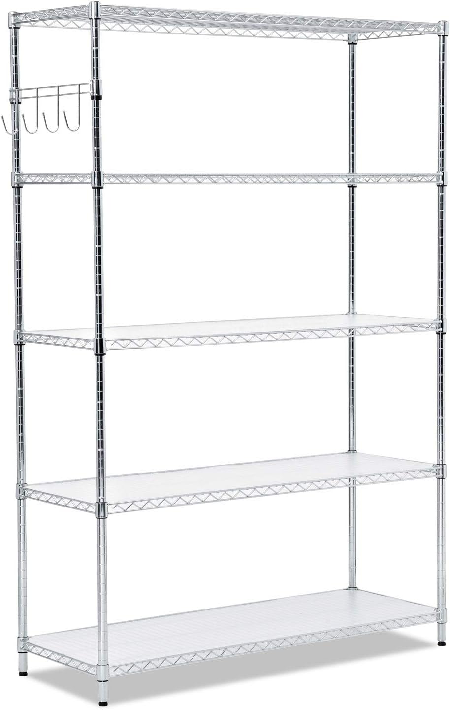 Alera 5-Shelf Wire Shelving Kit with Casters and Shelf Liners. 48w x 18d x 72h. Silver