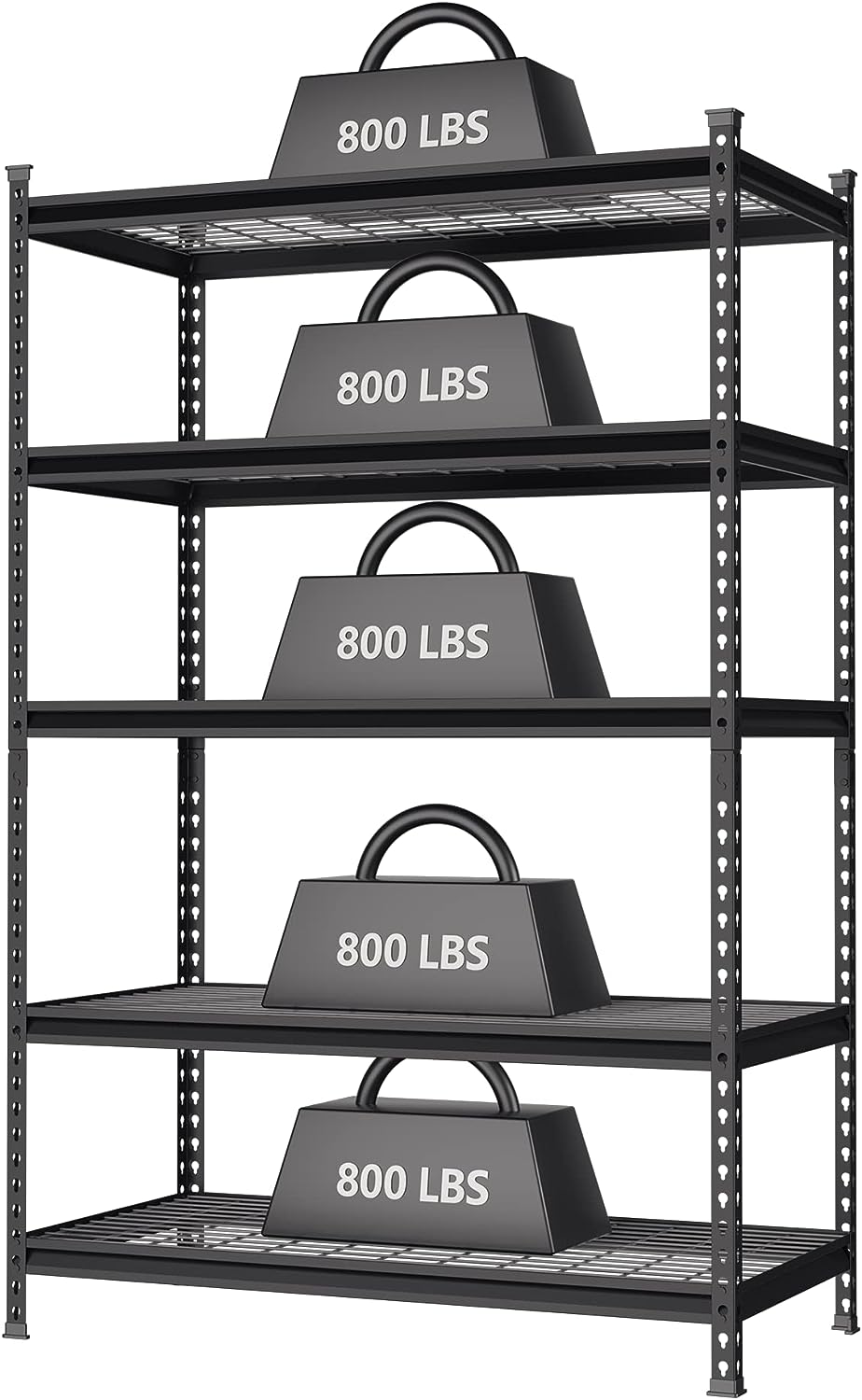 WORKPRO 5-Tier Metal Shelving Unit. 48W x 24D x 72H. Heavy Duty Adjustable Storage Rack. 4000 lbs Load Capacity (Total). for Garage. Basement. Warehouse. Workshop