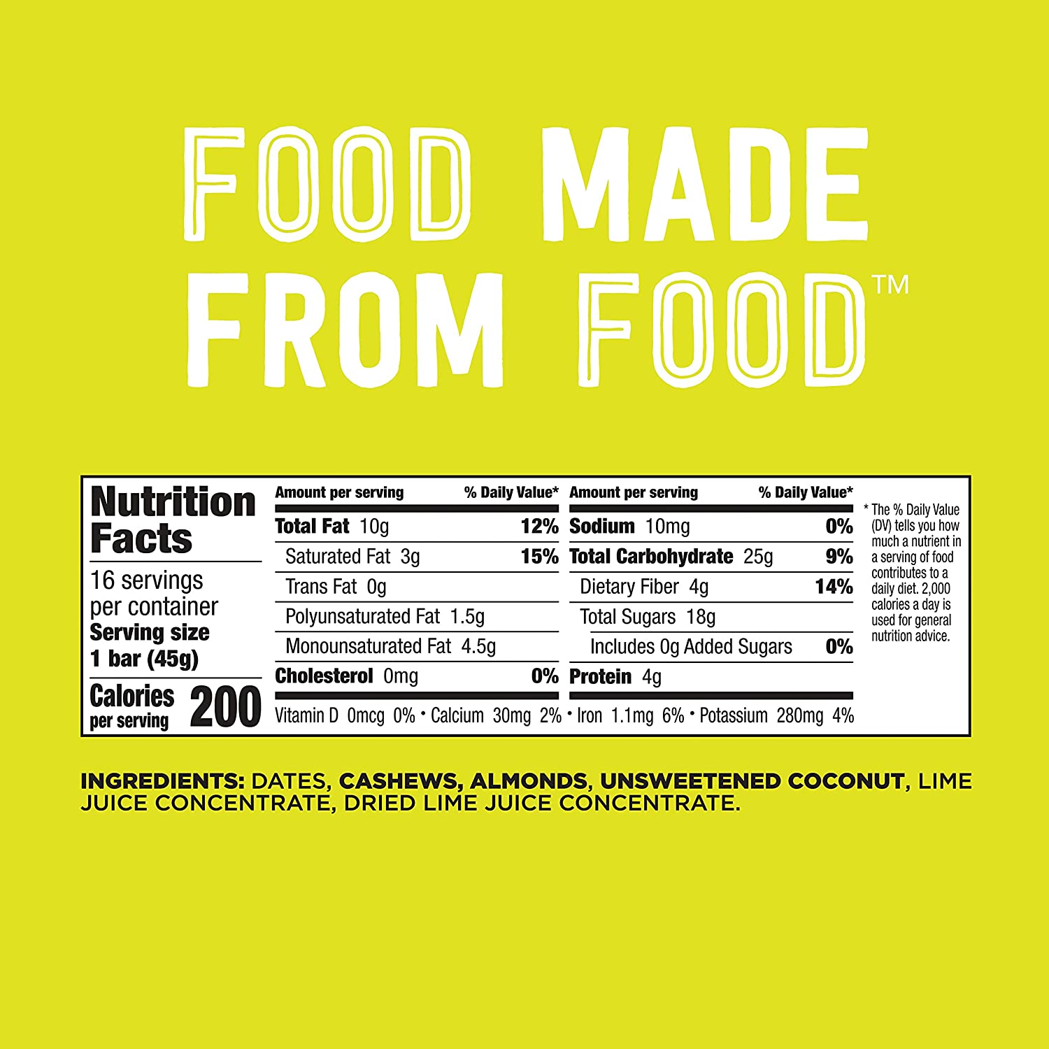 Larabar Key Lime Pie. Gluten Free Vegan Fruit & Nut Bar. 1.6 oz. 16 ct