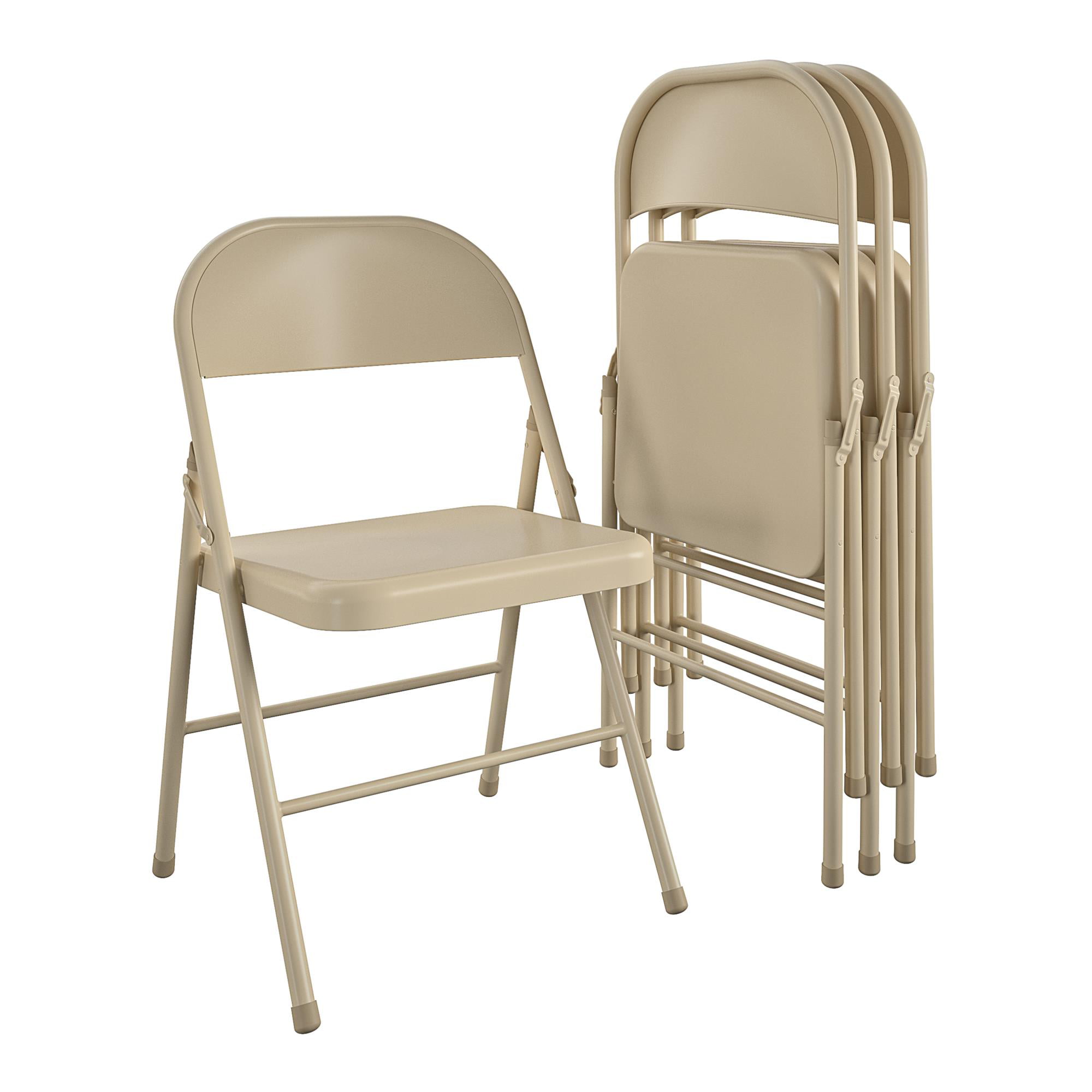 Mainstays Steel Folding Chair (4 Pack). Beige